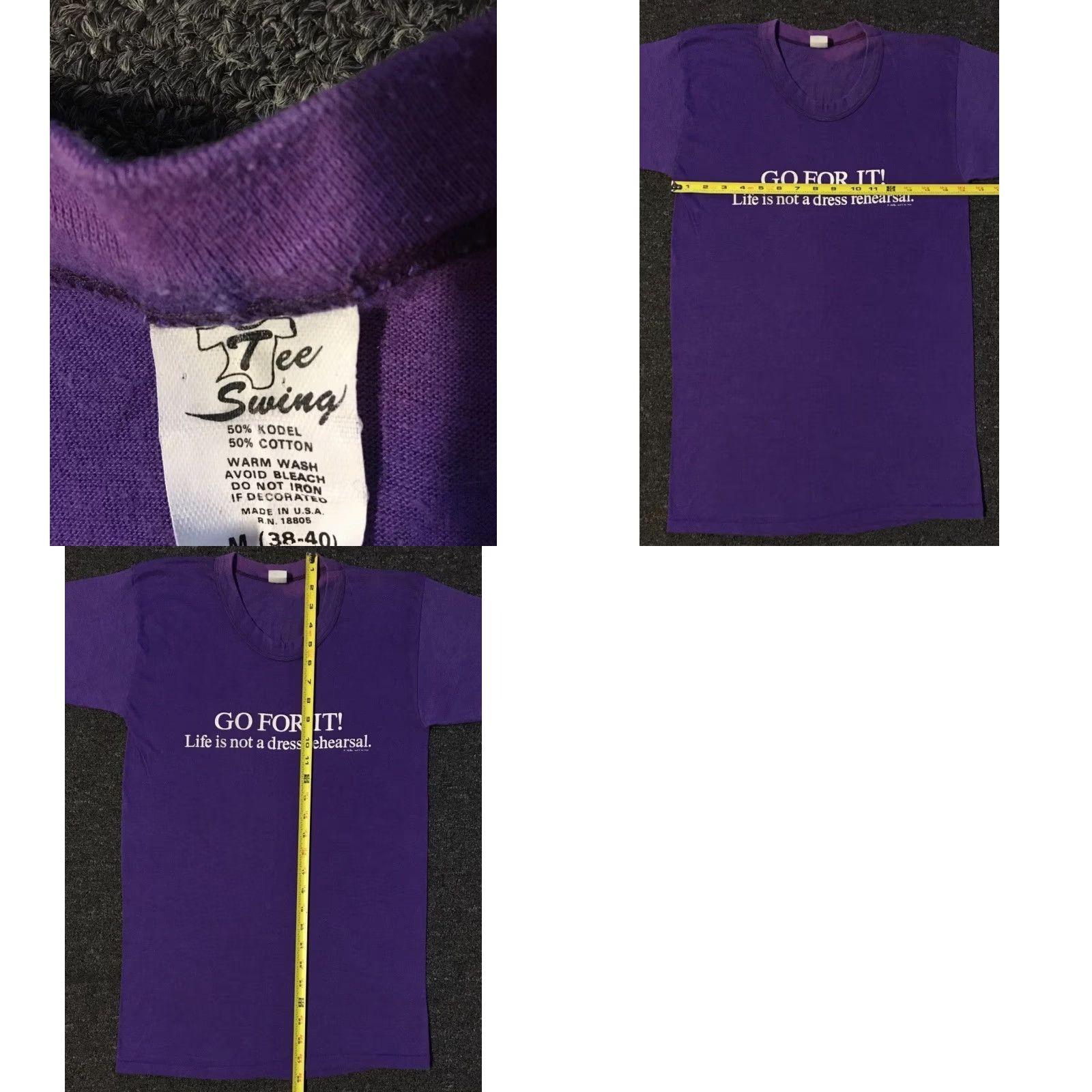 Vintage Vtg 80s Go For It! Faded Shirt S USA Humor Funny Saying Joke Skate Grunge 90s Shirt Men Small Purple USA Grunge 90s Funny Saying Mens S Size US S / EU 44-46 / 1 - 9 Thumbnail