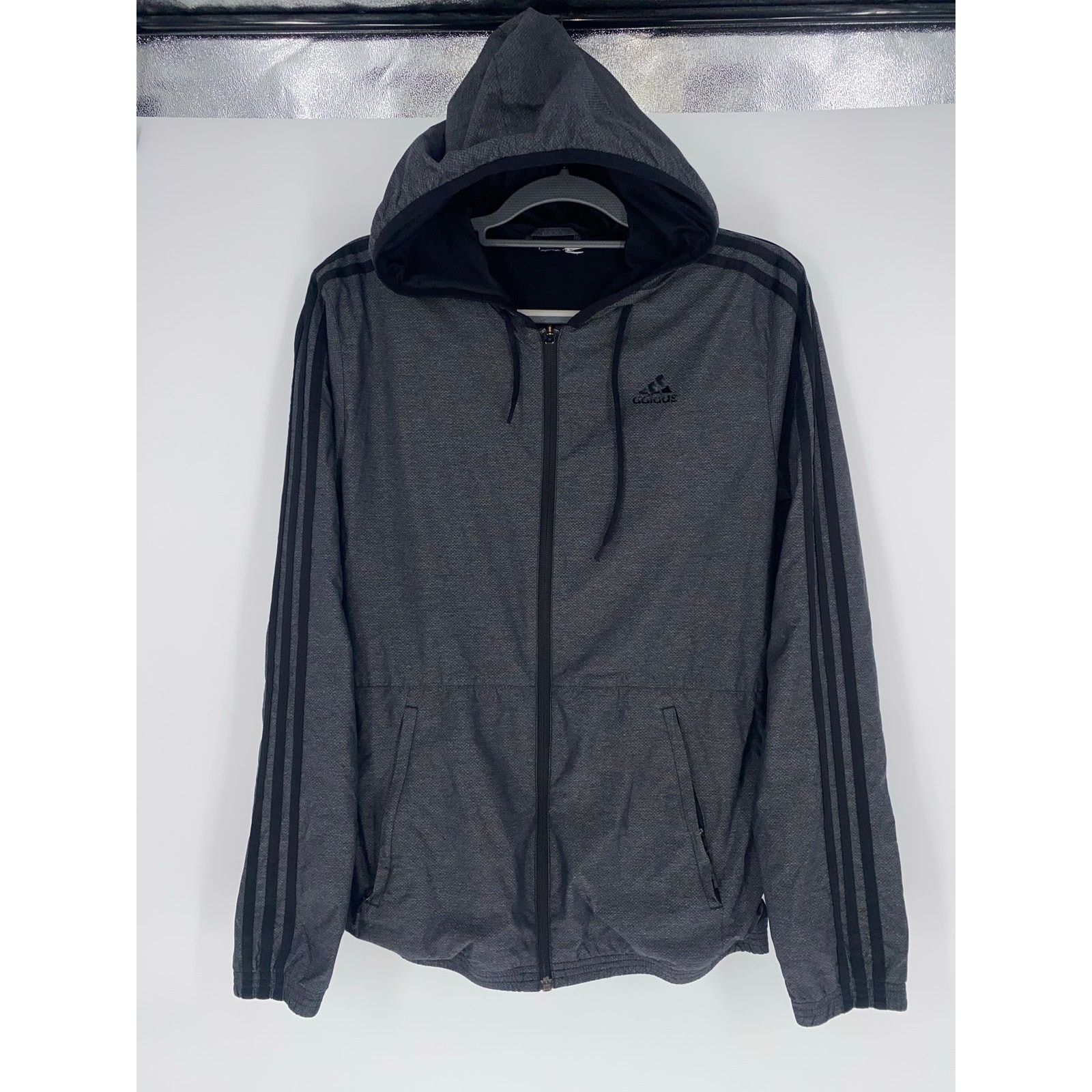 Adidas Adidas Full Zip Hooded Track Jacket Gray and Black Medium Size S / US 4 / IT 40 - 1 Thumbnail