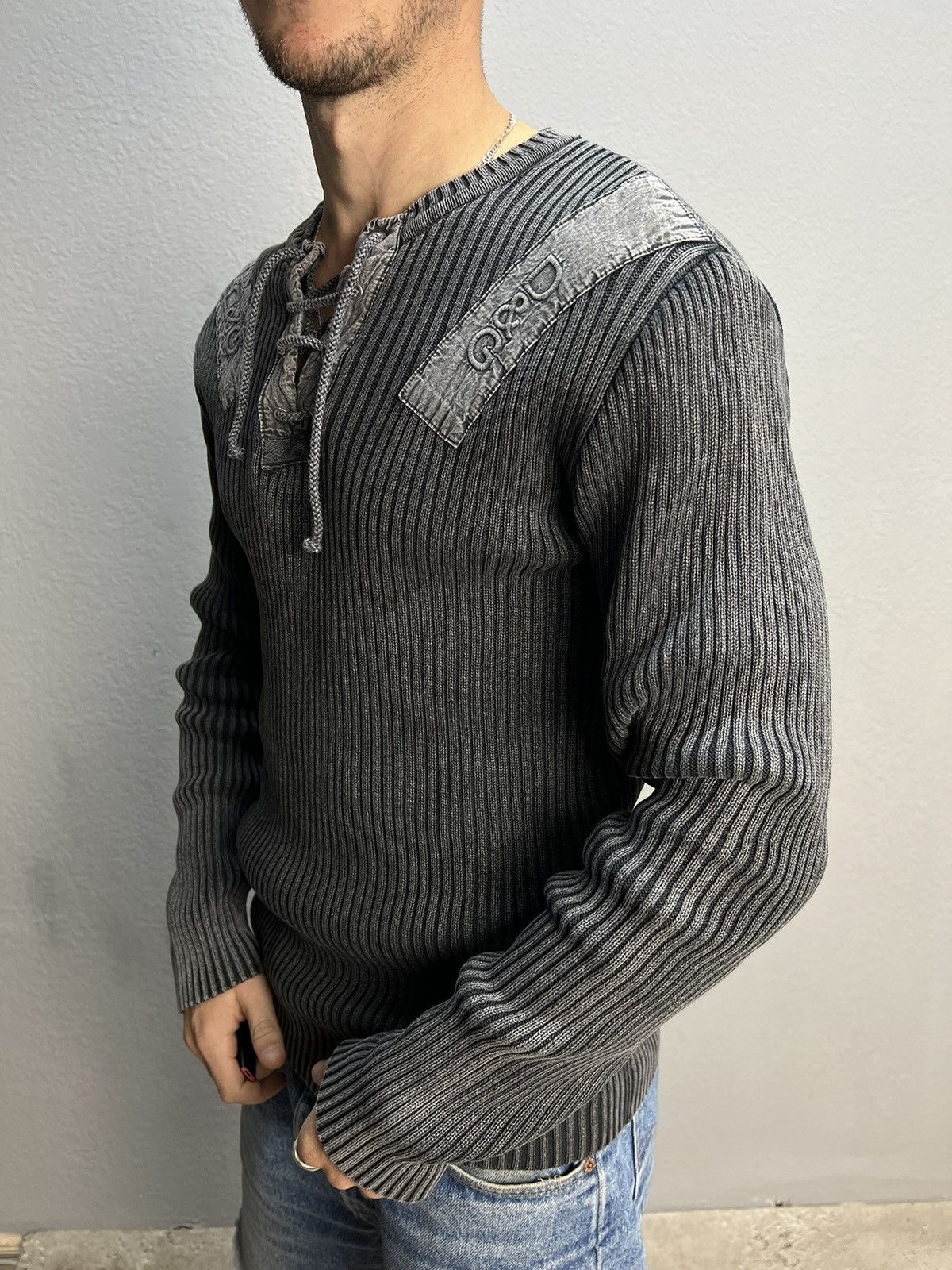 Dolce & Gabbana × Japanese Brand × Vintage Vintage Y2K Dolce & Gabbana Distressed faded effect sweater Size US L / EU 52-54 / 3 - 4 Thumbnail