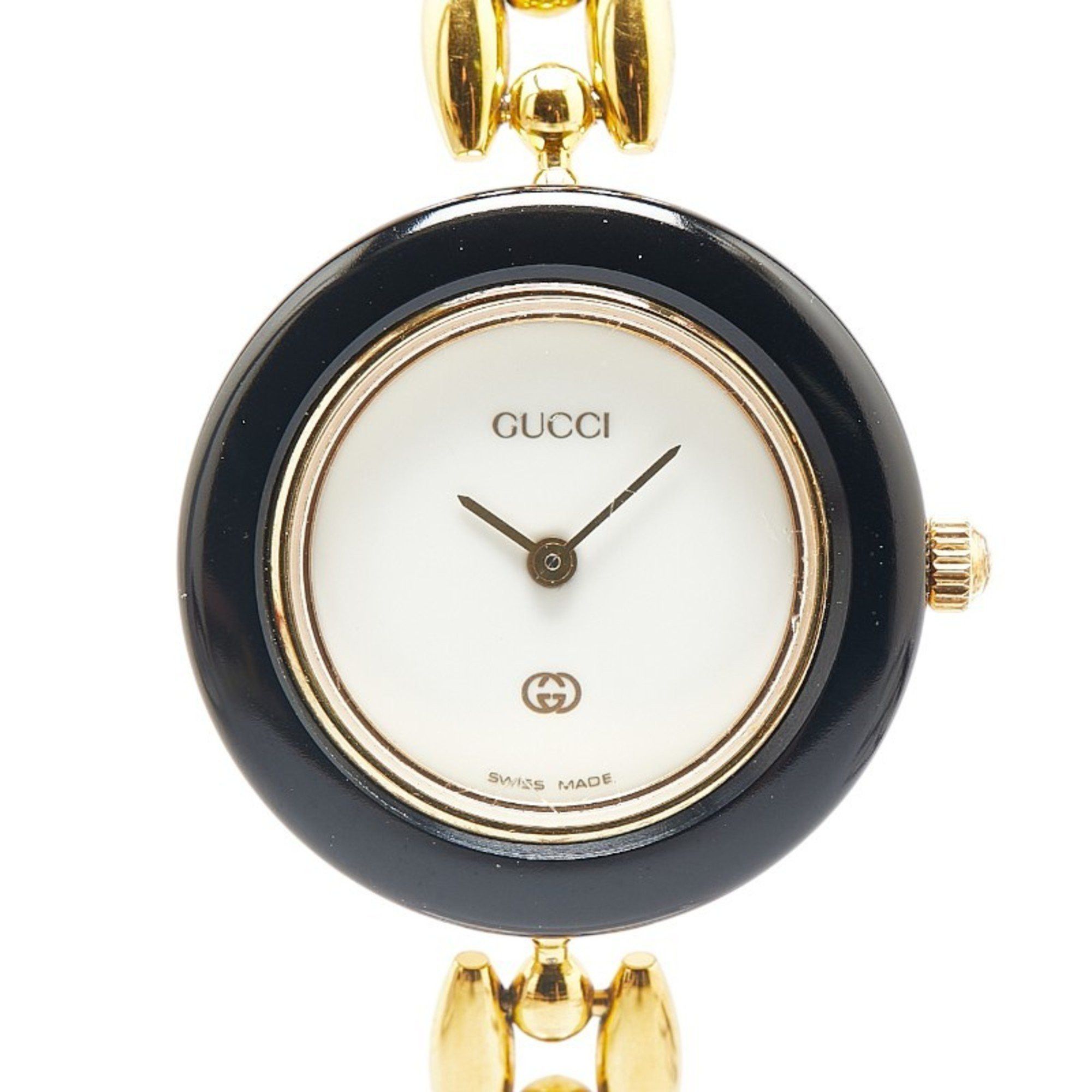 Gucci Change Bezel Watch 11/12 Quartz White Dial Plated Ladies Gucci, Women's