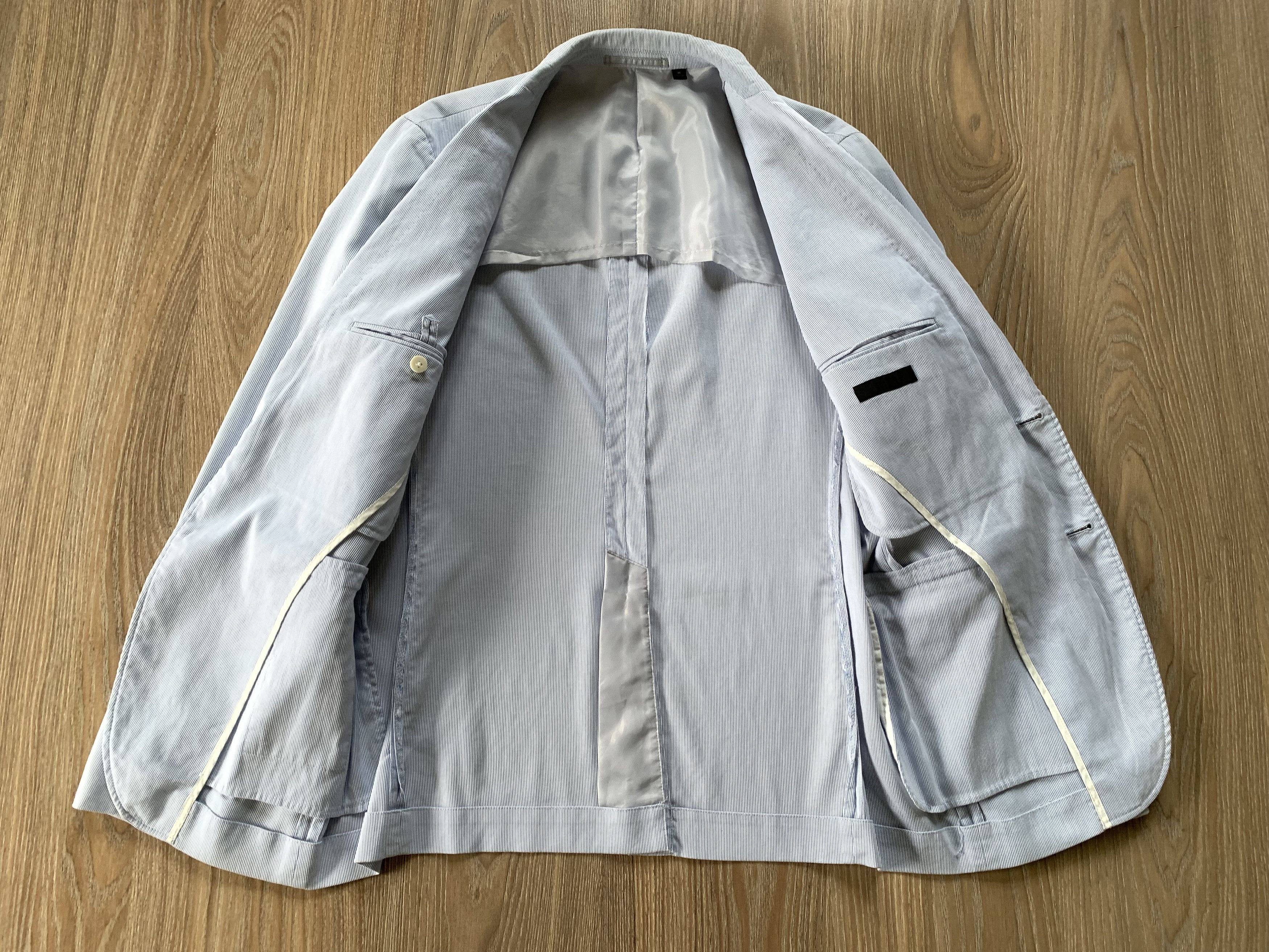 Uniqlo Uniqlo White Cotton Stripe Blazer Jacket Size US M / EU 48-50 / 2 - 4 Thumbnail