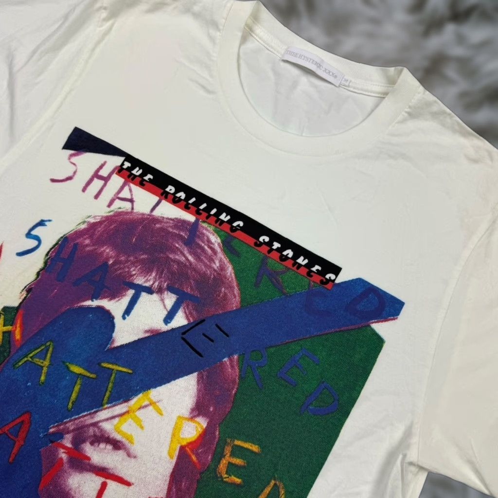 VINTAGE Thee Hysteric XXX Rolling Stones Shattered Men's T-Shirt Medium White Band Shirt M Mens Cap?