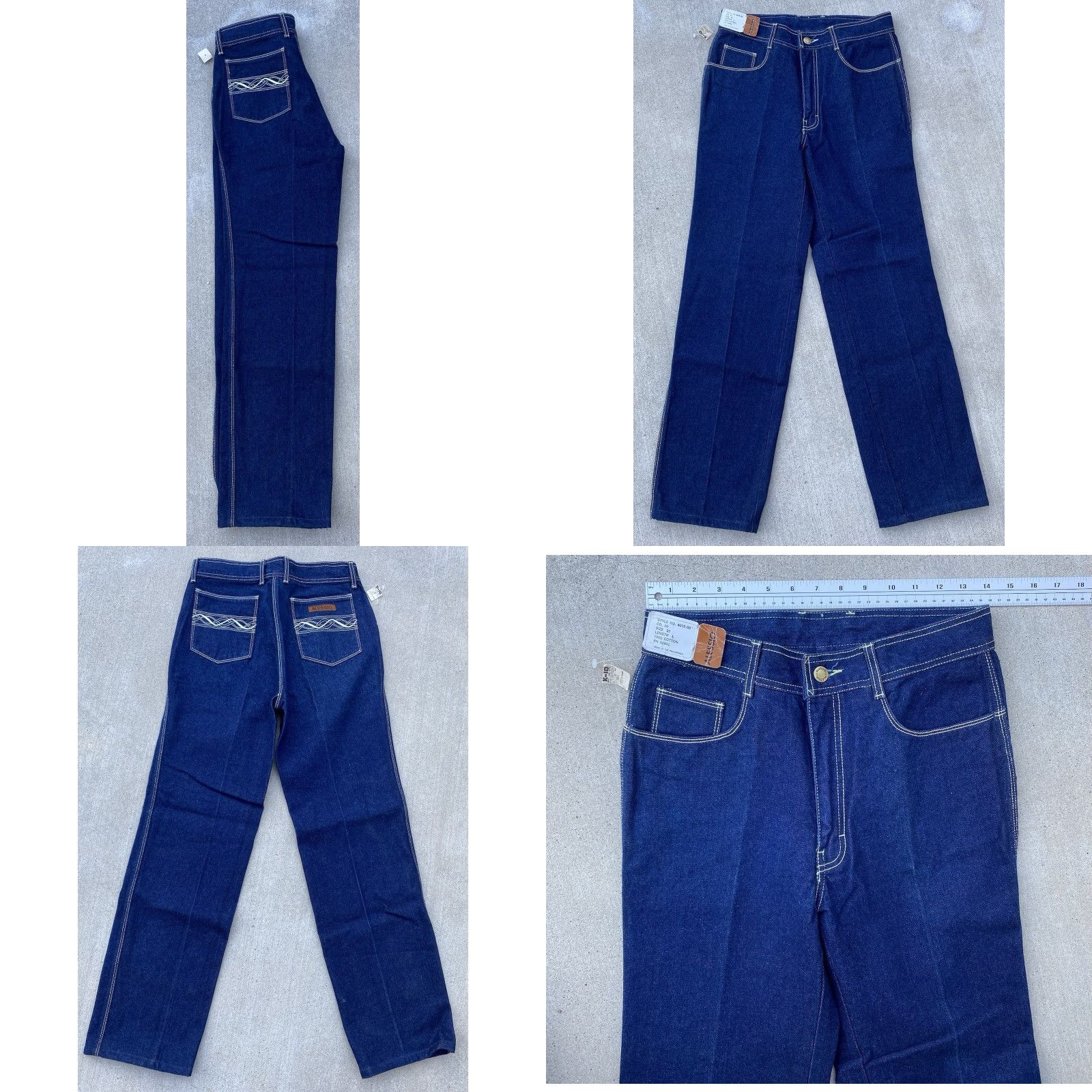 Vintage Vtg Alessio Jeans Womens 5-Pocket Denim Embroidered Western 100% Cotton 29 Inseam 29.5 Rise High Waist 31" 70s 80s Dated Deadstock Jeans Size 29" - 10 Thumbnail
