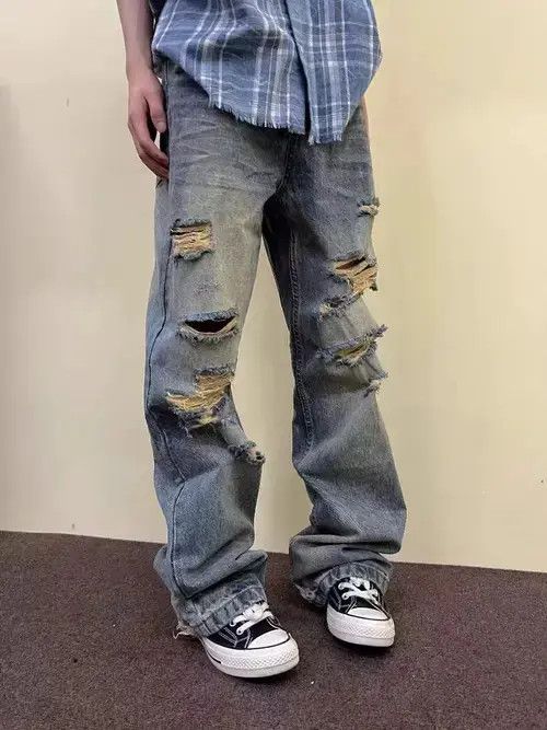 Jean Vintage distressed straight-leg bootcut jeans Size US 34 / EU 50 - 5 Thumbnail