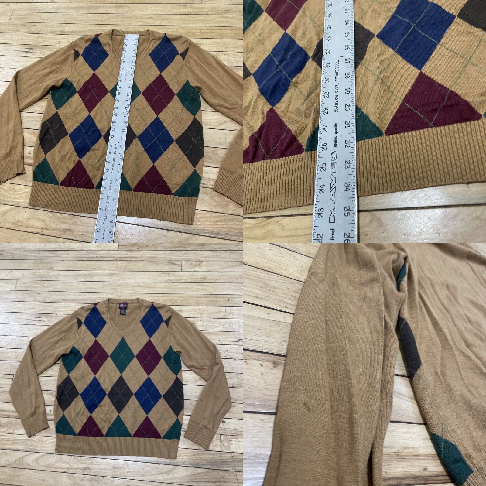 Vintage VINTAGE Nick Danger Sweater Men S Argyle/Diamond 90s Cosby Tan Green Blue Red Academia Size US S / EU 44-46 / 1 - 8 Thumbnail
