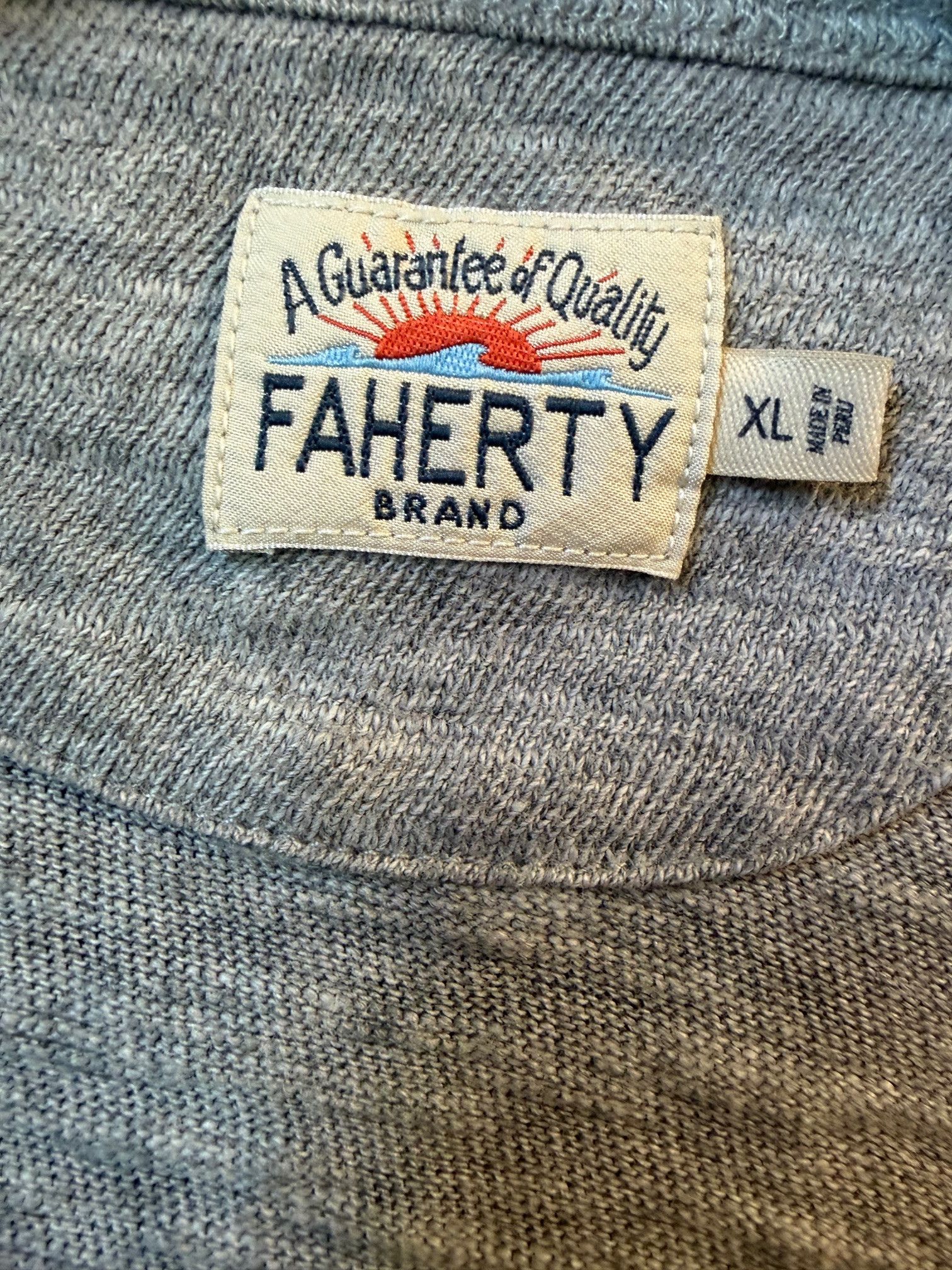 Faherty Faherty Sweater Mens Gray Cotton Blend Crewneck Size XL Size US XL / EU 56 / 4 - 4 Thumbnail