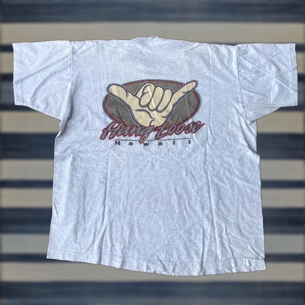 Tultex VINTAGE Hang Loose Hawaii T-Shirt 2XL Gray Regular Men's Skater Tultex Cotton Logo 90s Surfer Shirt Small Stains Size US XXL / EU 58 / 5 - 1 Thumbnail