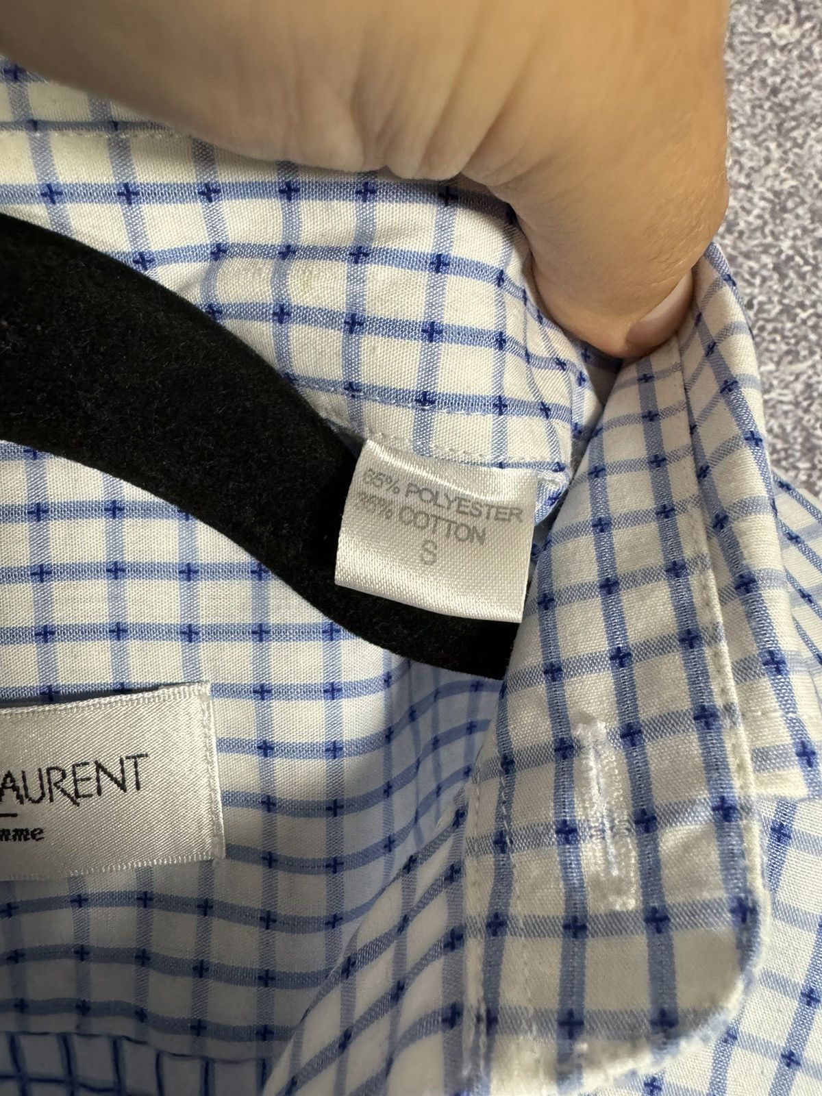 Vintage × Yves Saint Laurent Yves Saint Laurent YSL Check Shirt White Blue Small Size US S / EU 44-46 / 1 - 7 Thumbnail