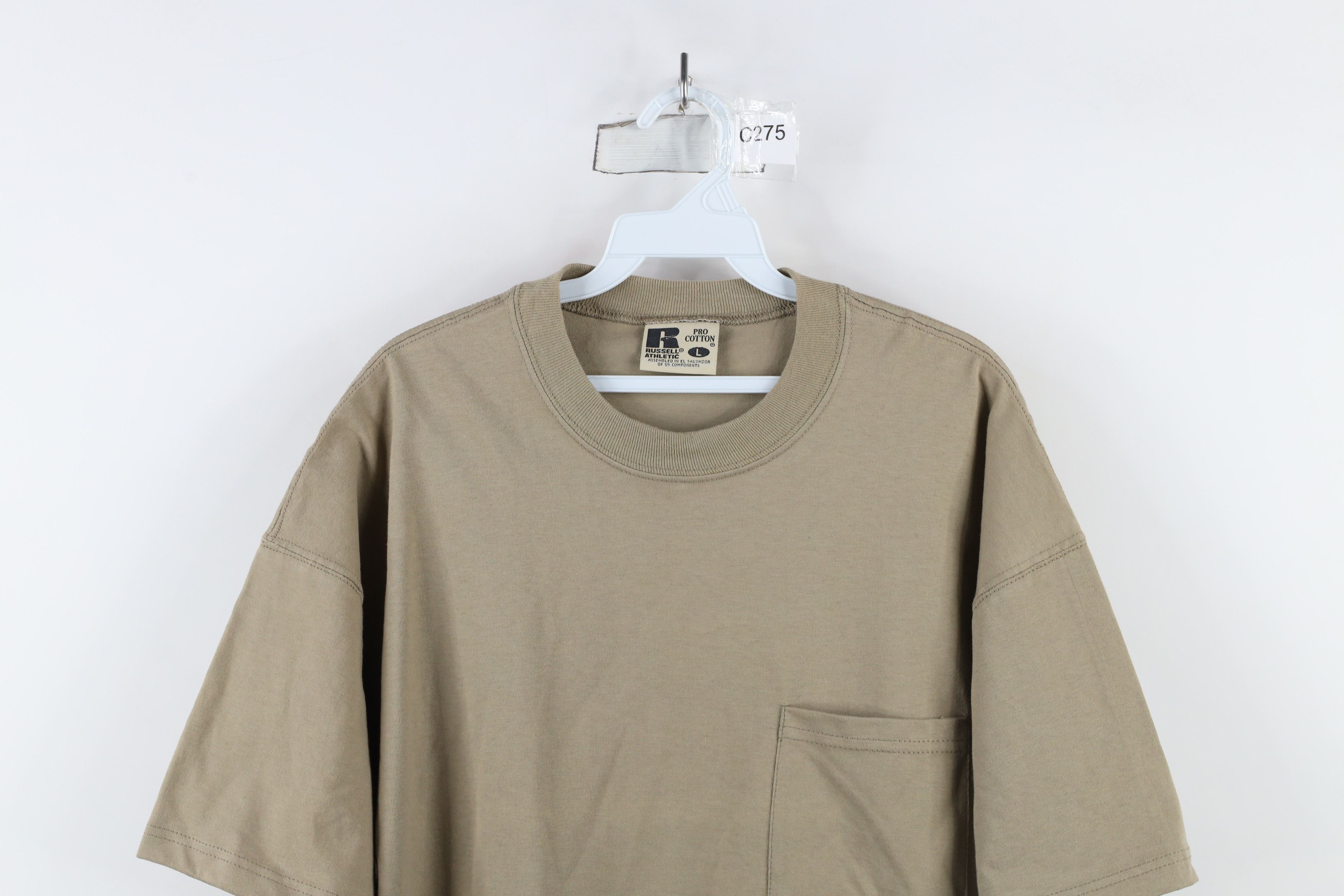 Russell Athletic × Vintage Vintage 90s Russell Athletic Pocket T-Shirt Beige Cotton Size US L / EU 52-54 / 3 - 2 Thumbnail