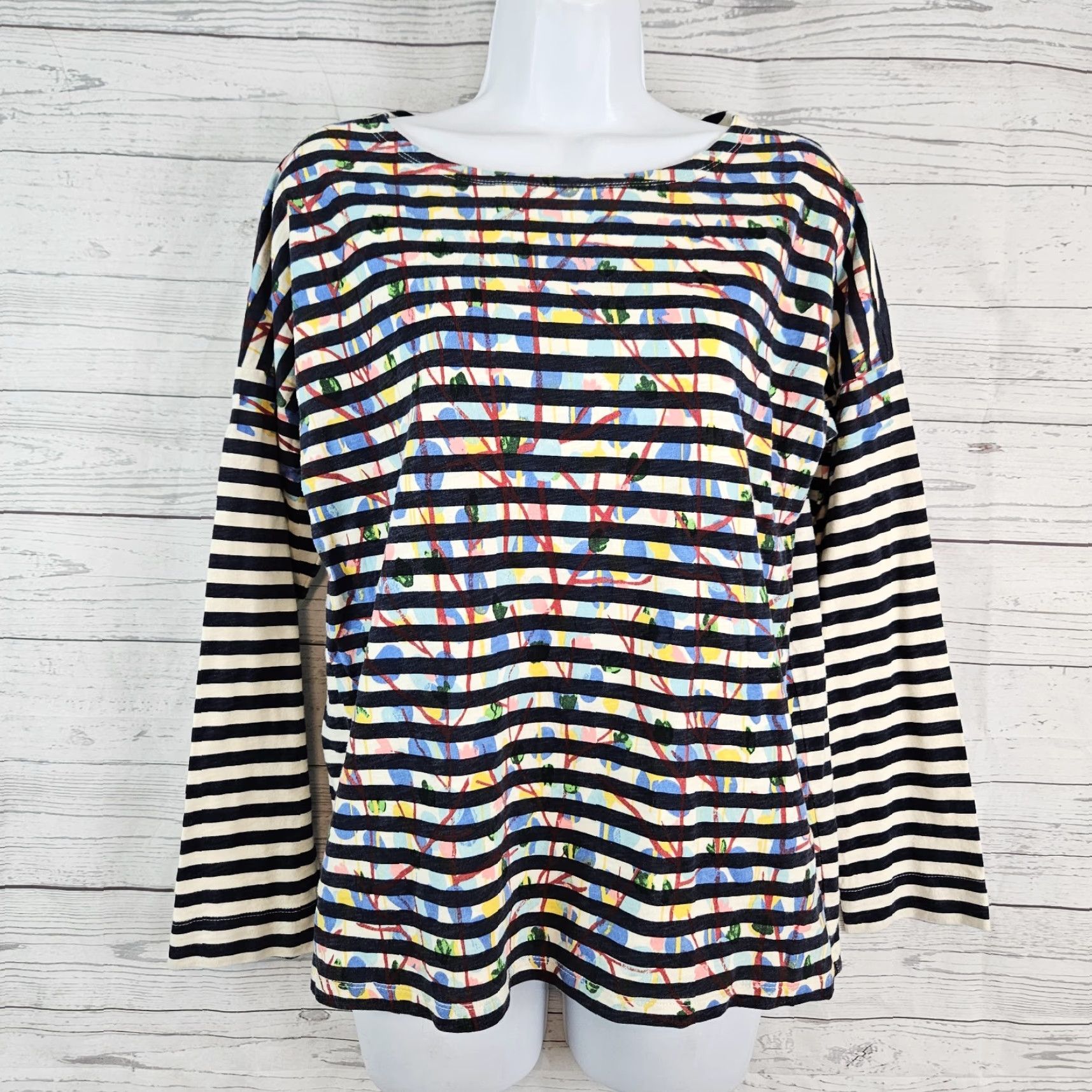 J.Crew Michael De Feo for J.Crew Womens Top Sz Small Blue Pink Stripe Long Sleeve Shirt Size S / US 4 / IT 40 - 2 Thumbnail
