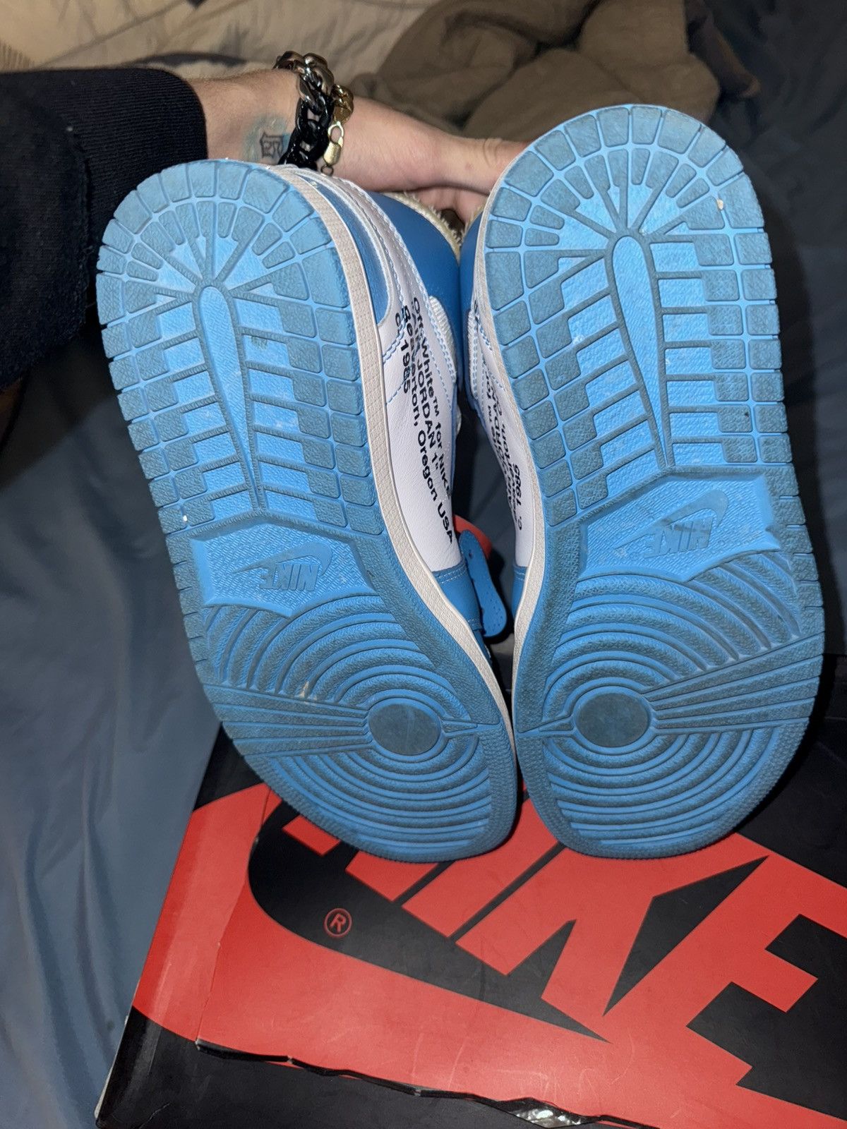 Jordan Brand × Nike × Off-White Jordan 1 retro high off-white university blue Size US 8 / EU 41 - 14 Thumbnail