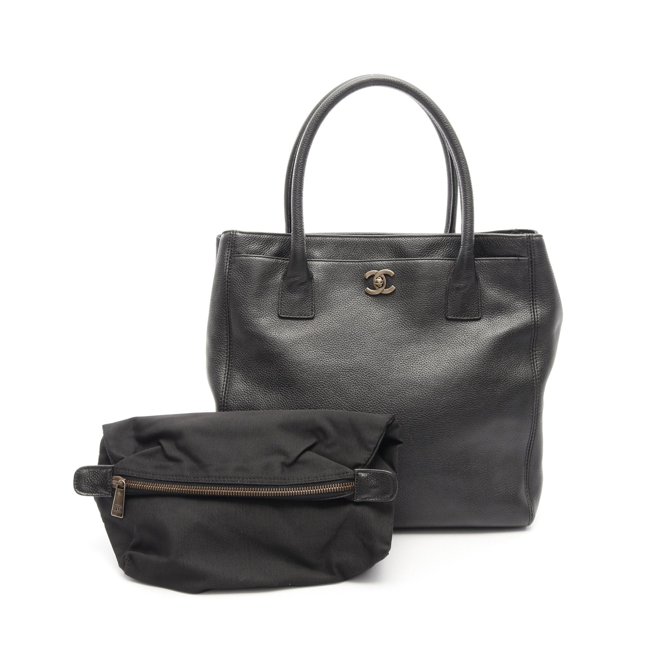 Chanel Chanel Executive Tote Handbag Bag Leather Black Antique Gold Hardware Size ONE SIZE - 1 Thumbnail