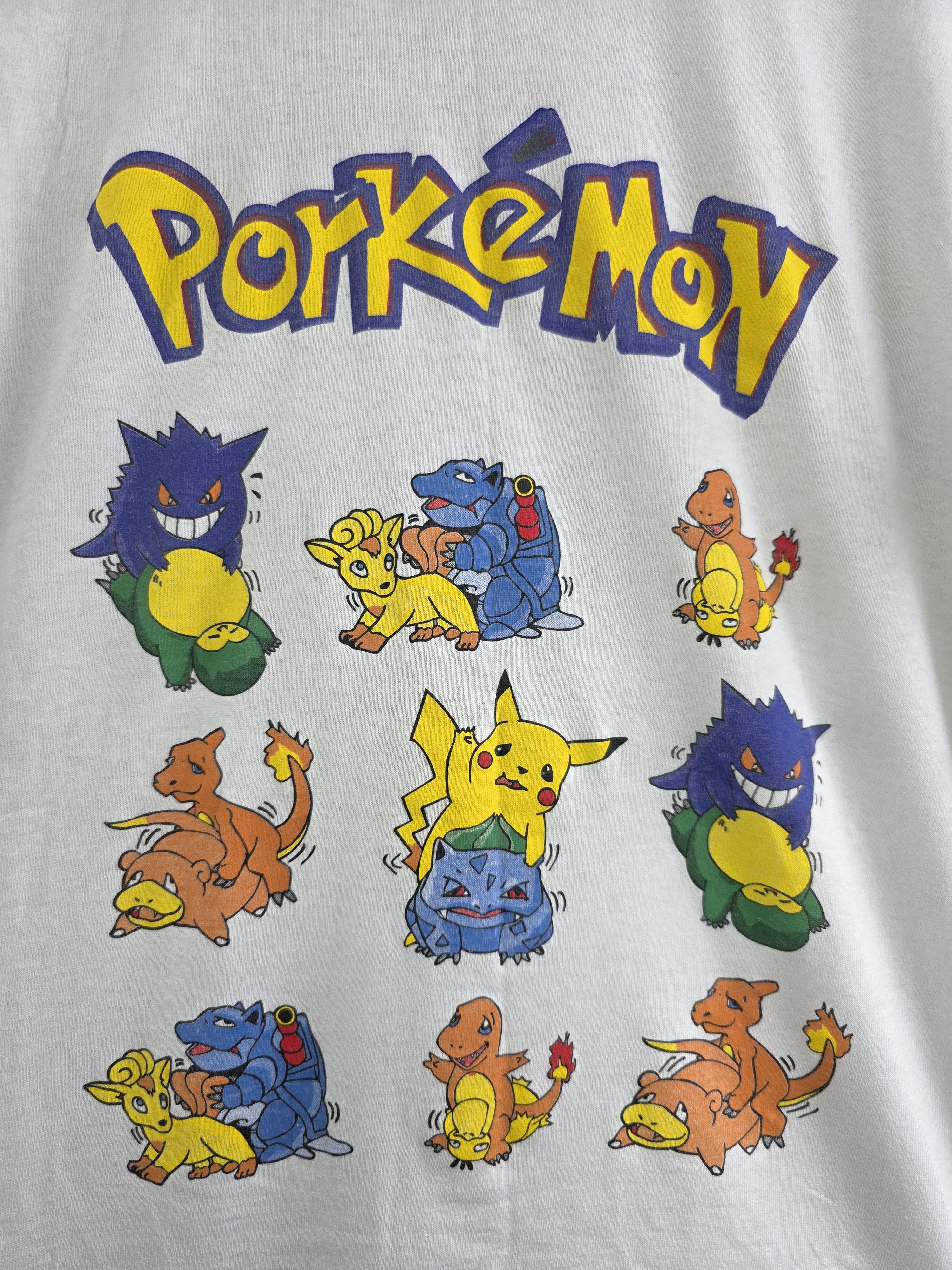 Anime 90s Pokémon Porkémon Anime Tee L 22" 28.5" Size US L / EU 52-54 / 3 - 3 Thumbnail