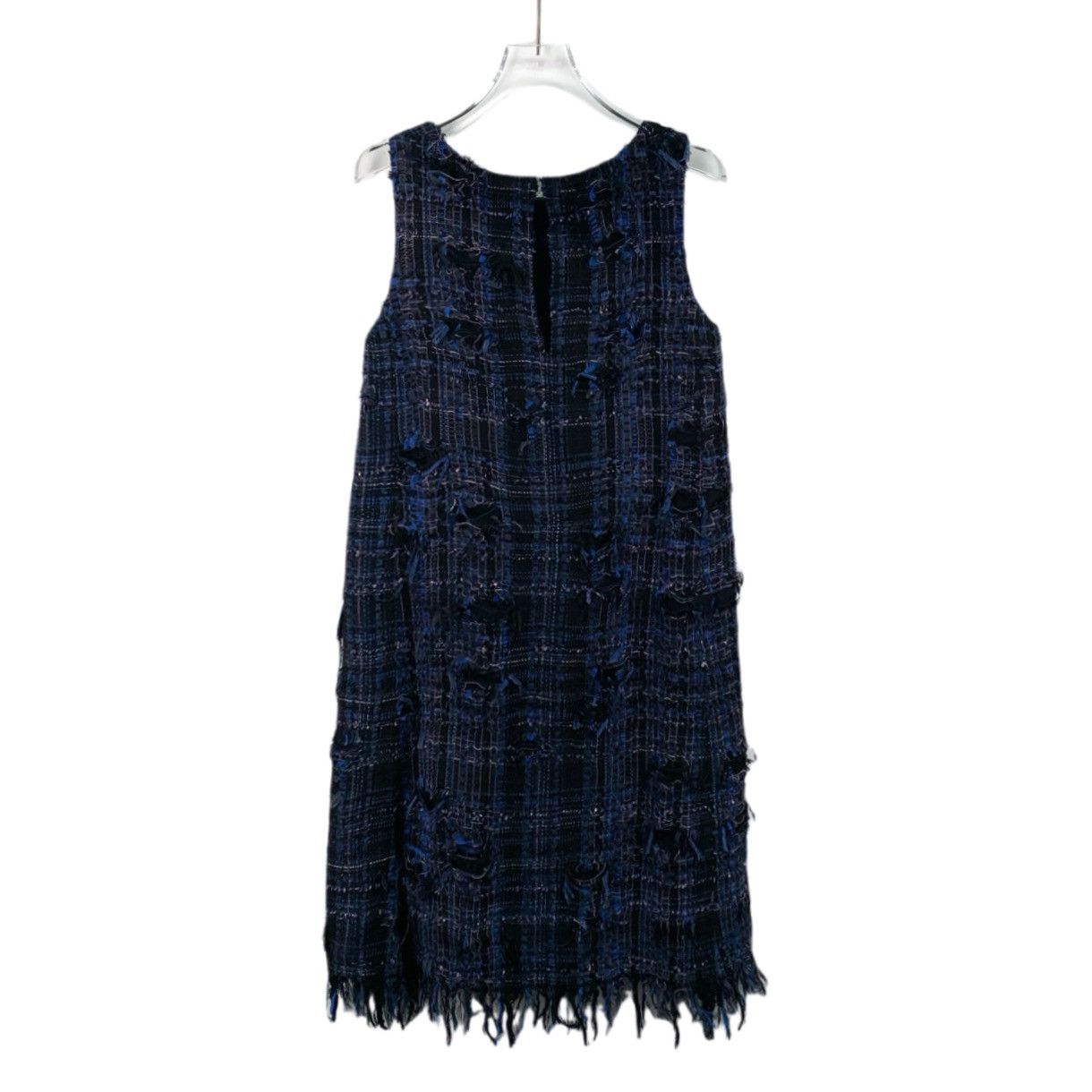 Chanel Chanel Dark Blue Sleeveless Woven Tweed Tassel Dress K26WX Size XS / US 0-2 / IT 36-38 - 2 Thumbnail