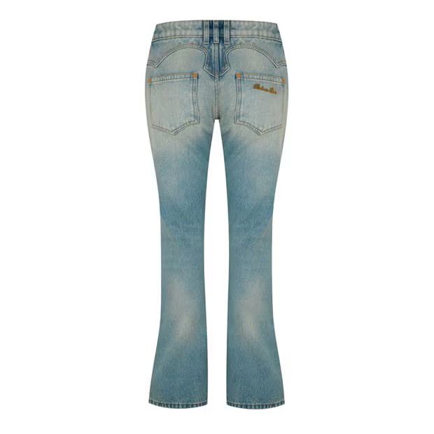 Balmain o1g2r1mq1024 Crop Bootcut Jeans in Denim Blue Size 29" - 2 Thumbnail