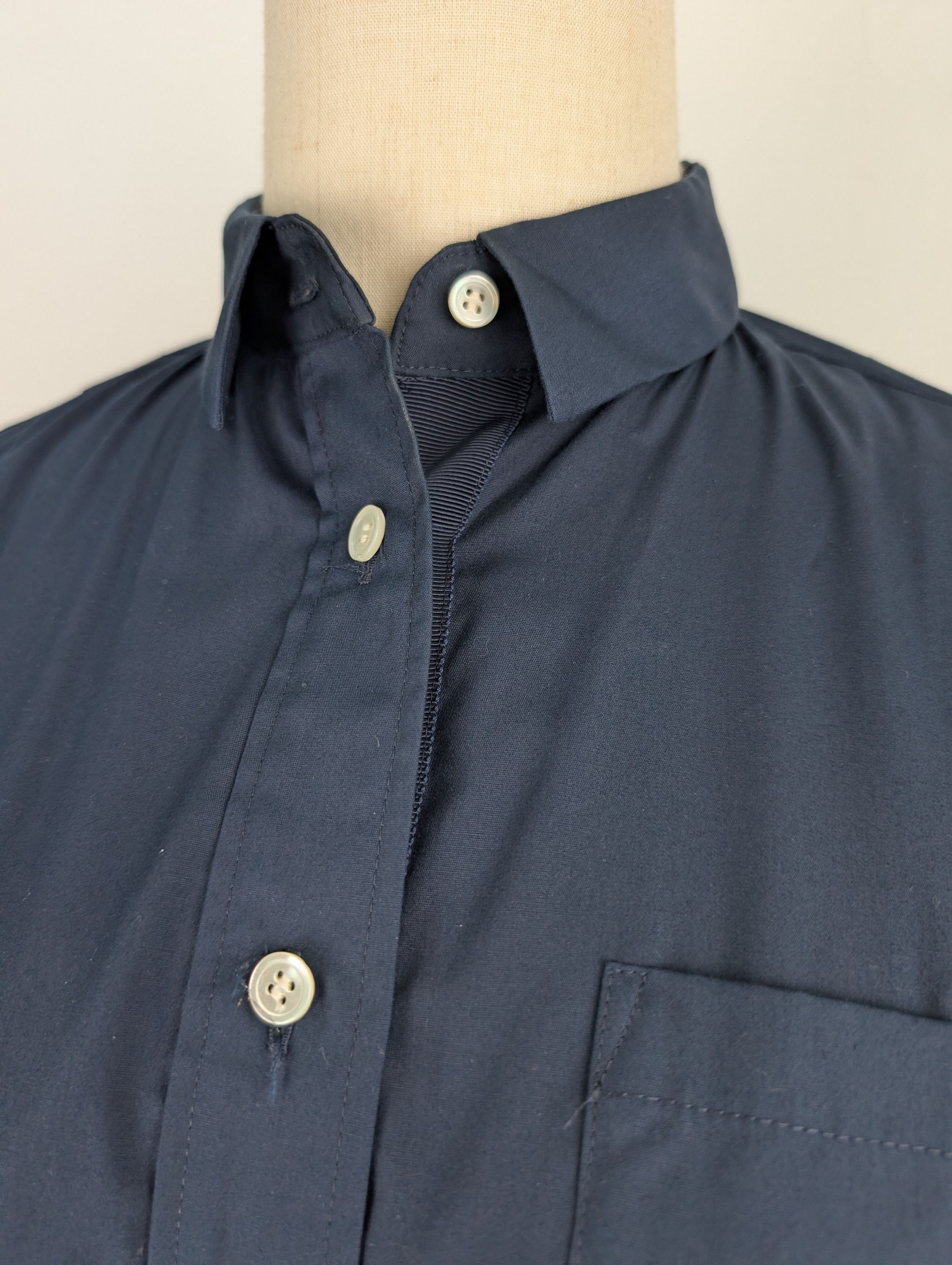Sacai Sacai Navy Button Up Dress with Embroidery Detail Size S / US 4 / IT 40 - 3 Thumbnail