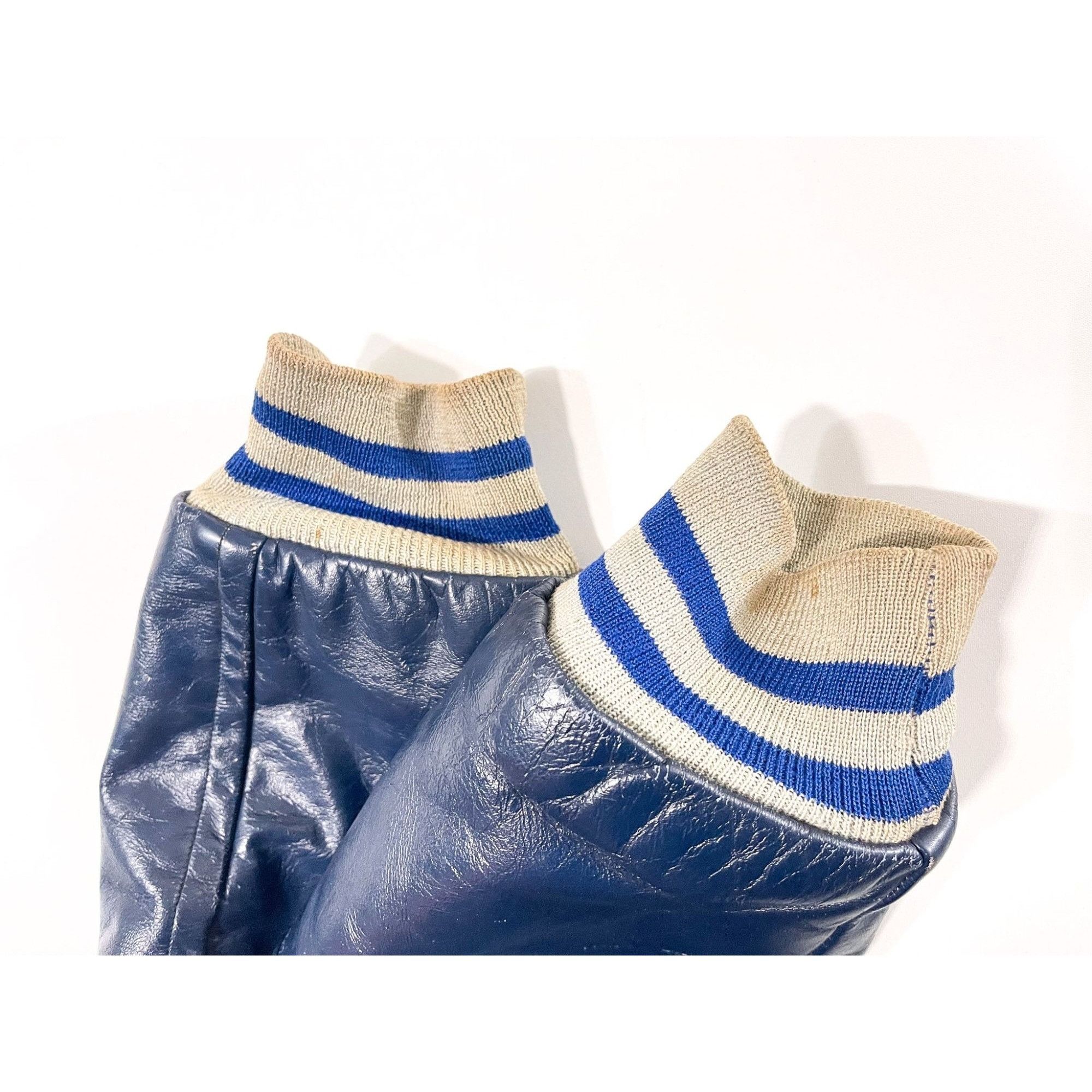 Vintage 1950s 1960s Leather Sleeve Collared Varsity Jacket Size US S / EU 44-46 / 1 - 9 Thumbnail