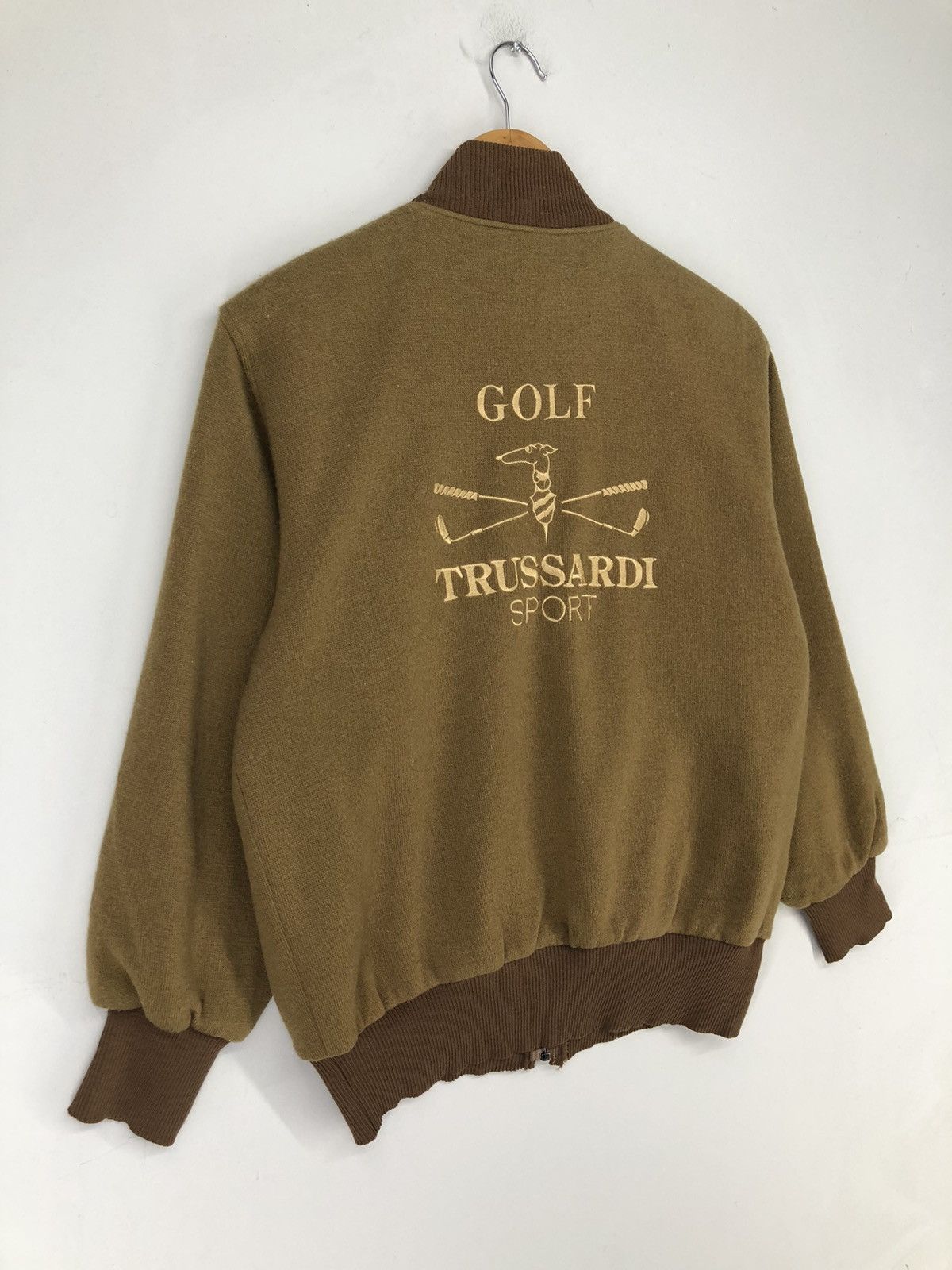 Trussardi Vintage Trussardi Sport Golf Distressed Wool Bomber Jacket Size US M / EU 48-50 / 2 - 6 Thumbnail