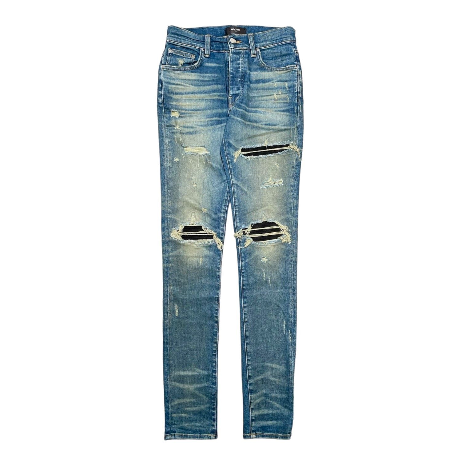 Amiri MX1 Black Suede Patch Jeans Deep Indigo 