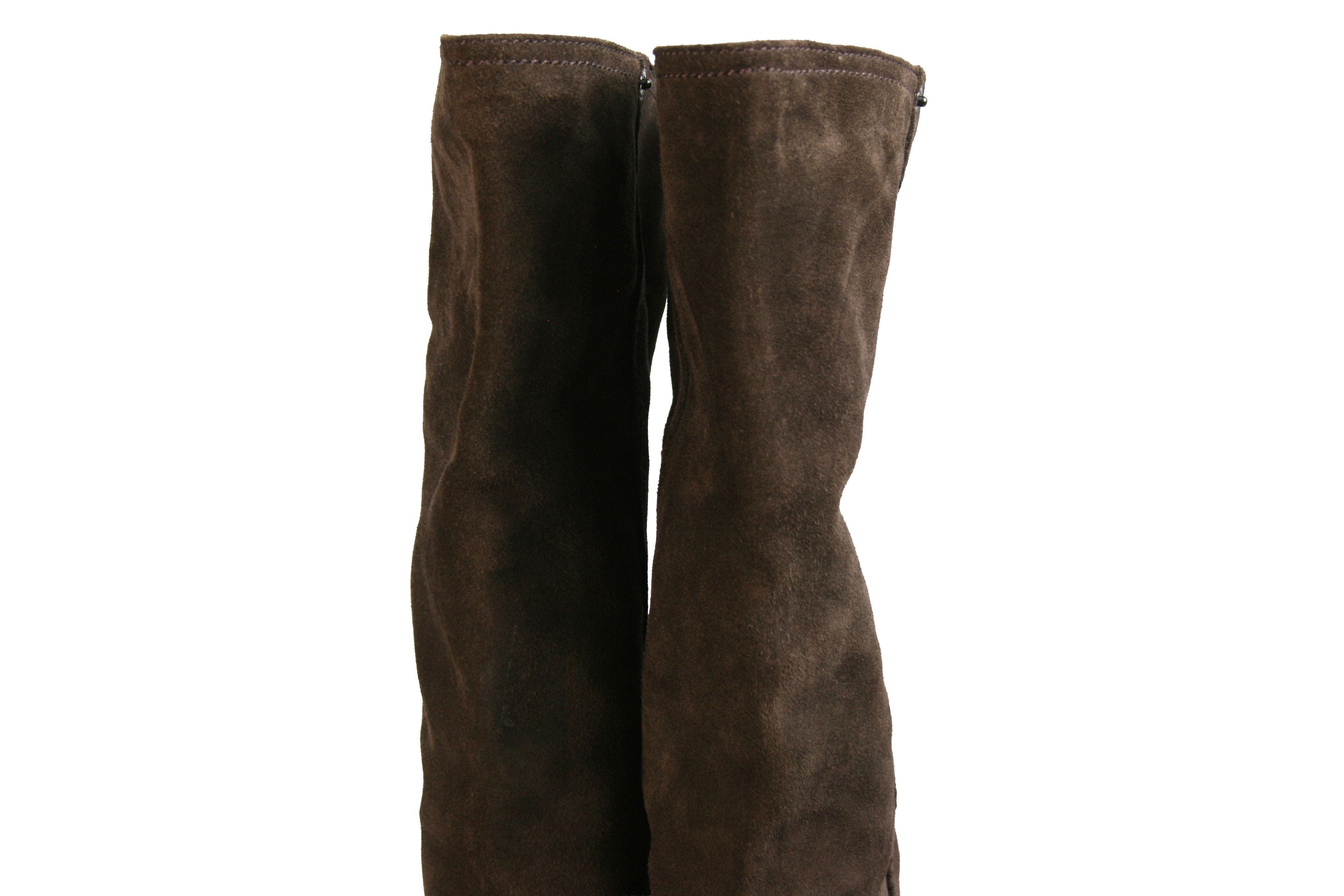 Prada 2014 Wedge Suede Overknees Boots Size US 8 / IT 38 - 7 Thumbnail