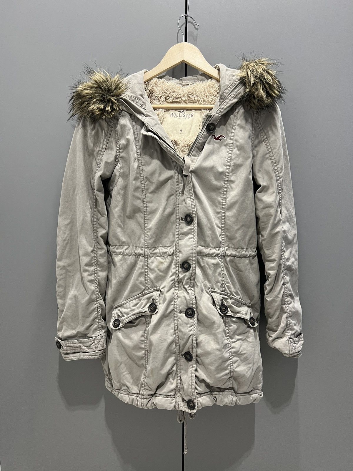Hollister Hollister Y2K Womens Hooded Utility Coat Sherpa Lined Jacket Size M / US 6-8 / IT 42-44 - 6 Thumbnail