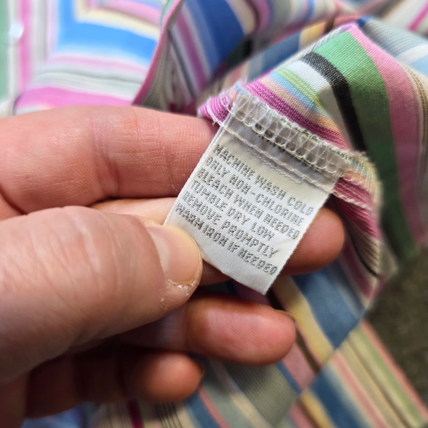 Vintage Foxcroft Womens Blouse Shirt 12 Pink Blue Striped No Iron Button Long Sleeve Casual Career Size XL / US 12-14 / IT 48-50 - 7 Thumbnail