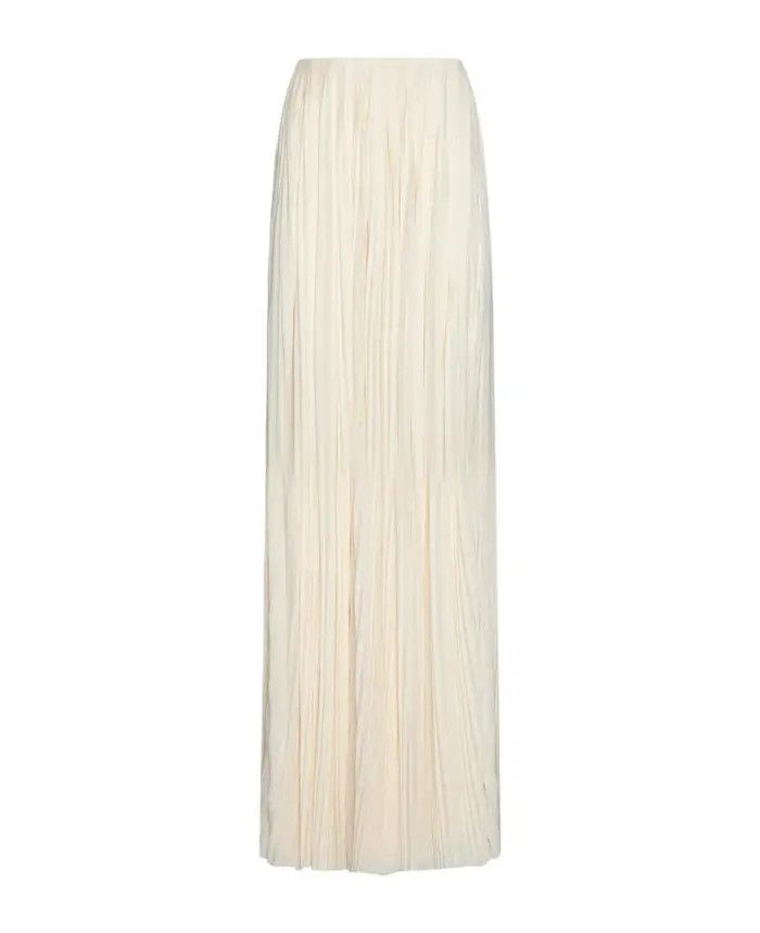 Saint Laurent Paris oc11z0226 780001 Long Pleated Skirt in Jersey in Creme Size 27" / US 4 / IT 40 - 1 Thumbnail