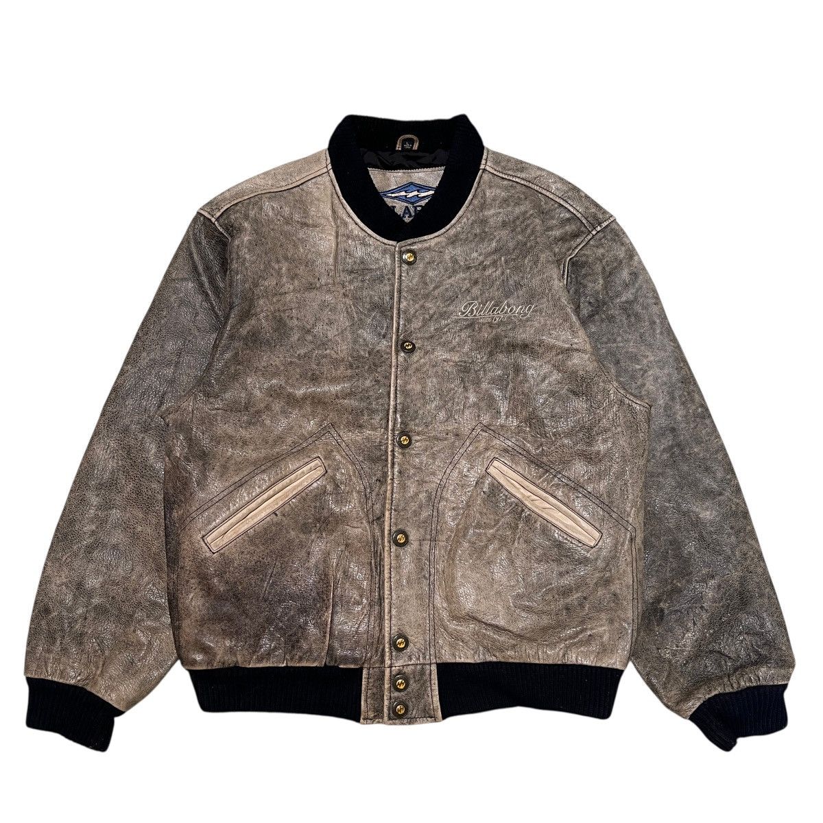 Billabong 🔥 80s 90s Vintage Billabong Leather Bomber Jacket Size US L / EU 52-54 / 3 - 1 Thumbnail