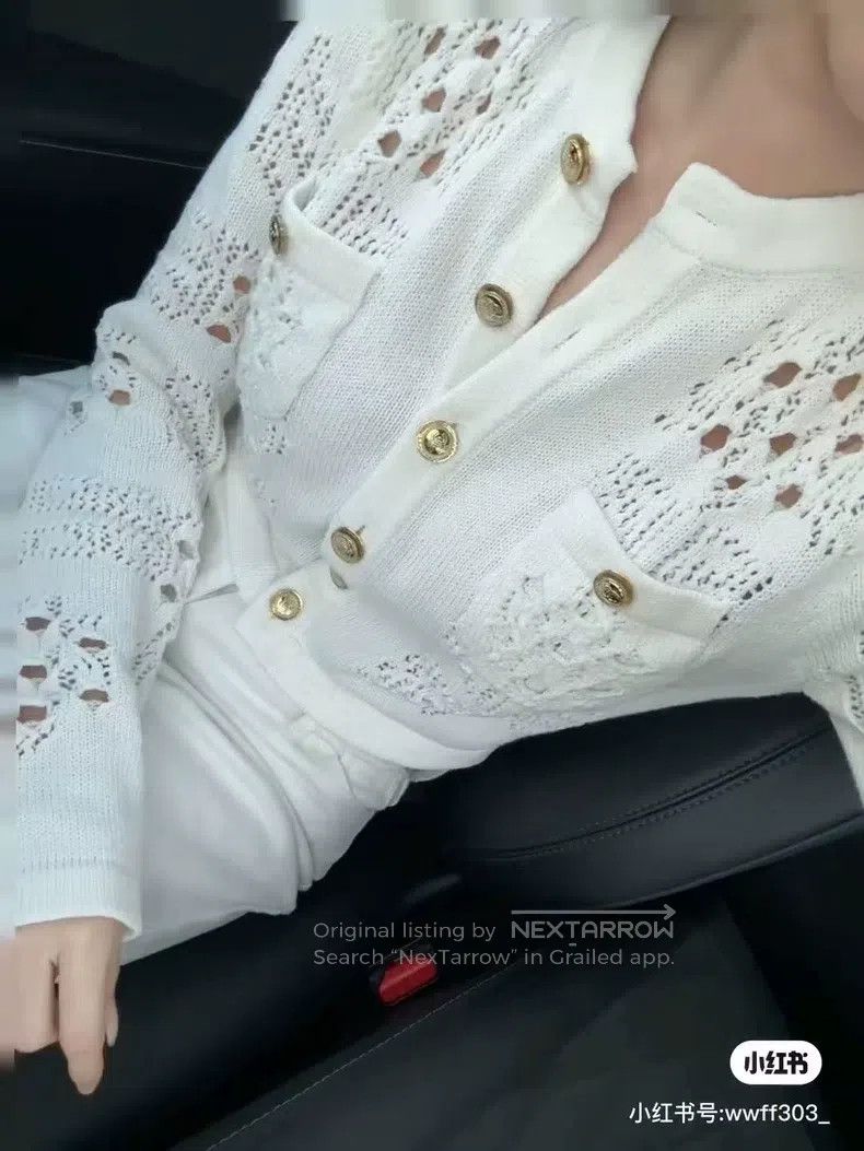 Chanel Chanel Hollow-out knitted cardigan coat Size M / US 6-8 / IT 42-44 - 4 Thumbnail