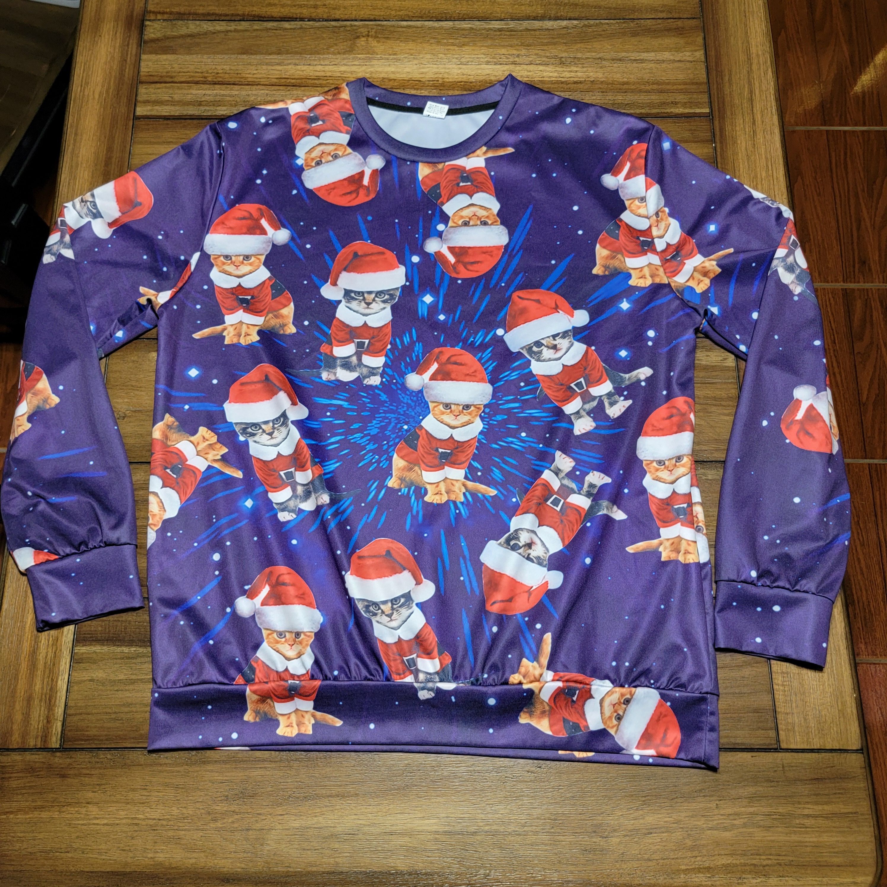 Other Christmas Santa Cats LS Oversized Polyester Unisex Shirt- XL Size XL / US 12-14 / IT 48-50 - 1 Thumbnail