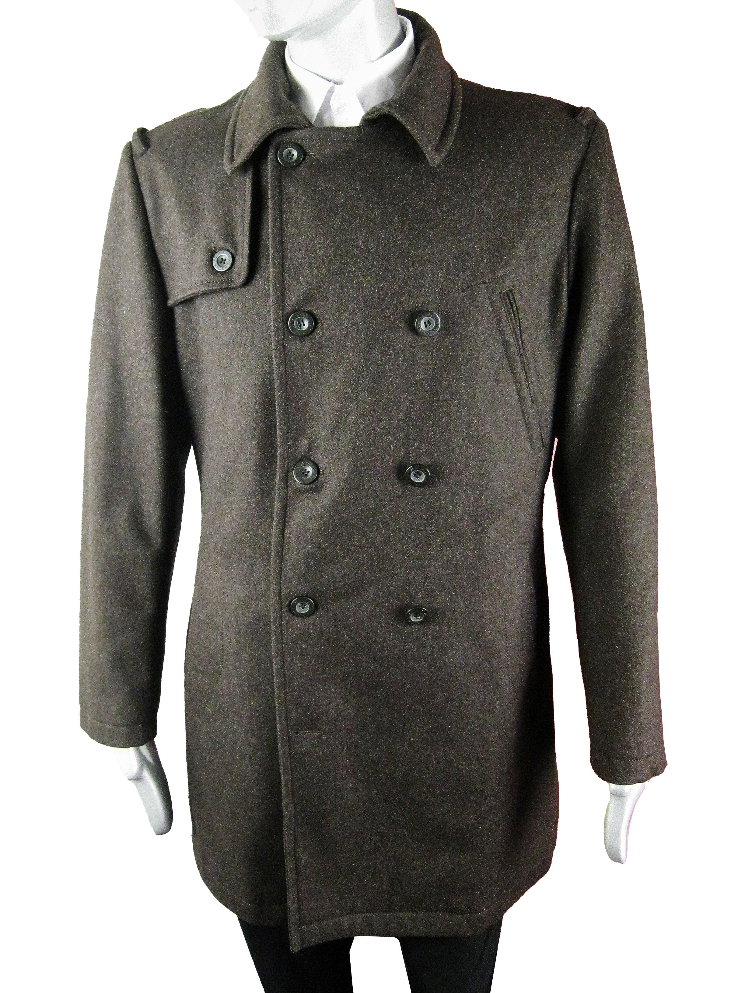 Vintage Y2K John Rocha men's woolen double-breasted dark brown coat Size US M / EU 48-50 / 2 - 6 Thumbnail