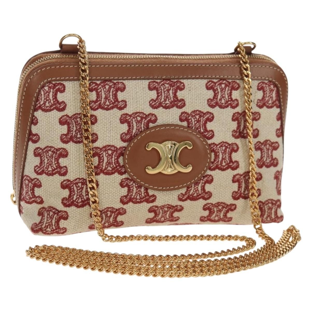 Celine Triomphe Chain Shoulder Bag Triomphe Coated Canvas