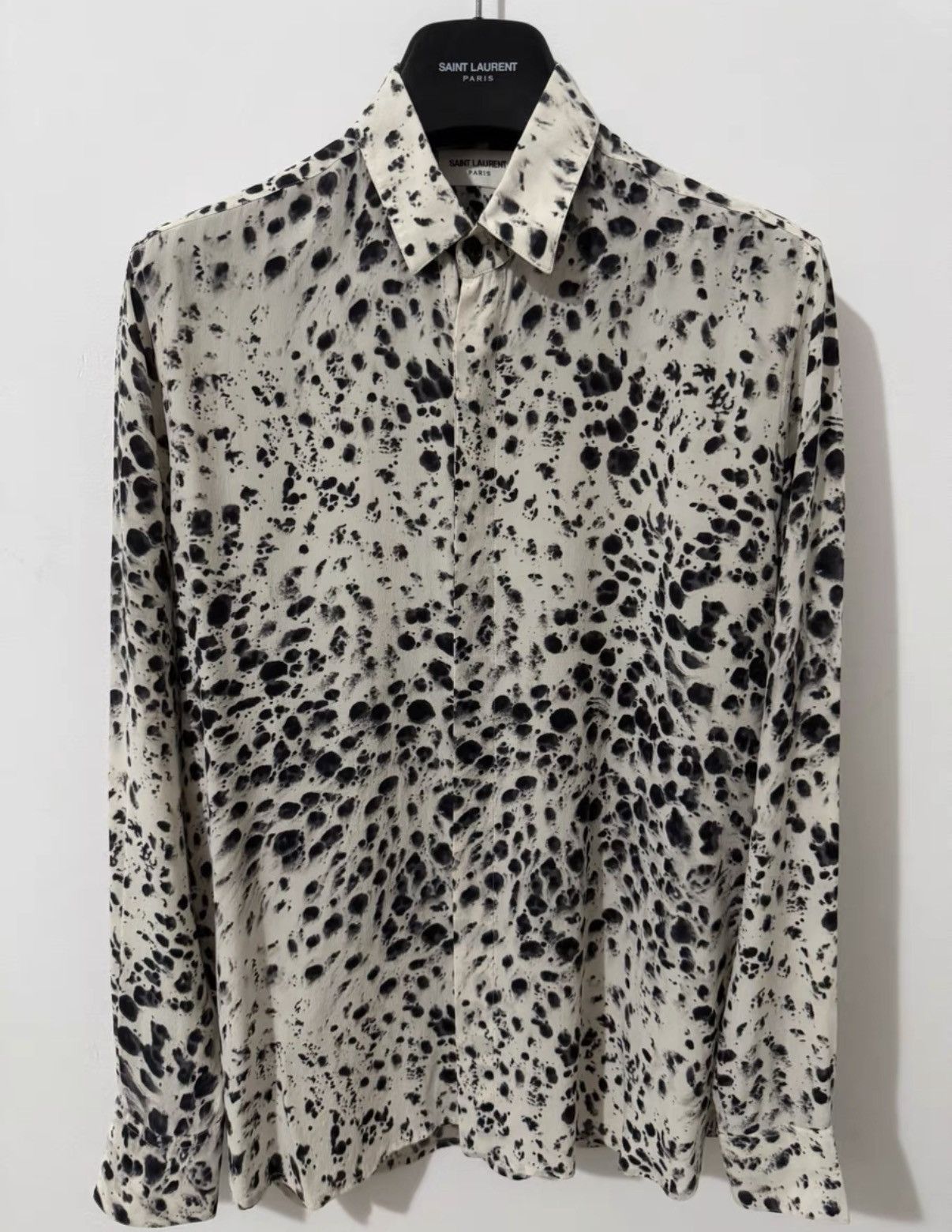 Saint Laurent Paris Saint Laurent 20FW Silk Art Ink Splatter Polka Dot Shirt Size US M / EU 48-50 / 2 - 1 Thumbnail