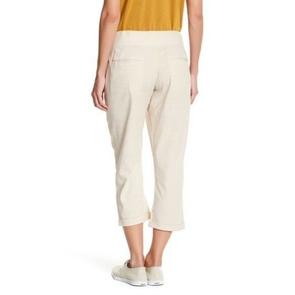 Other Allen Allen Cream Drawstring Capri Pants Size 27" / US 4 / IT 40 - 2 Thumbnail