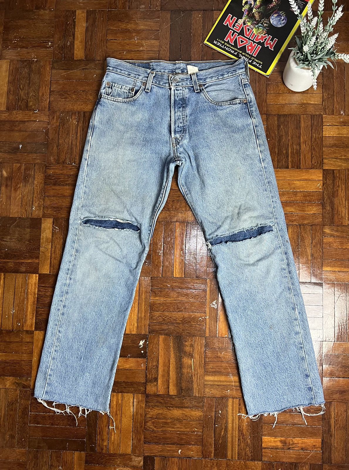 Distressed Vintage Levi’s 90s 501 Ripped Denim Jeans
