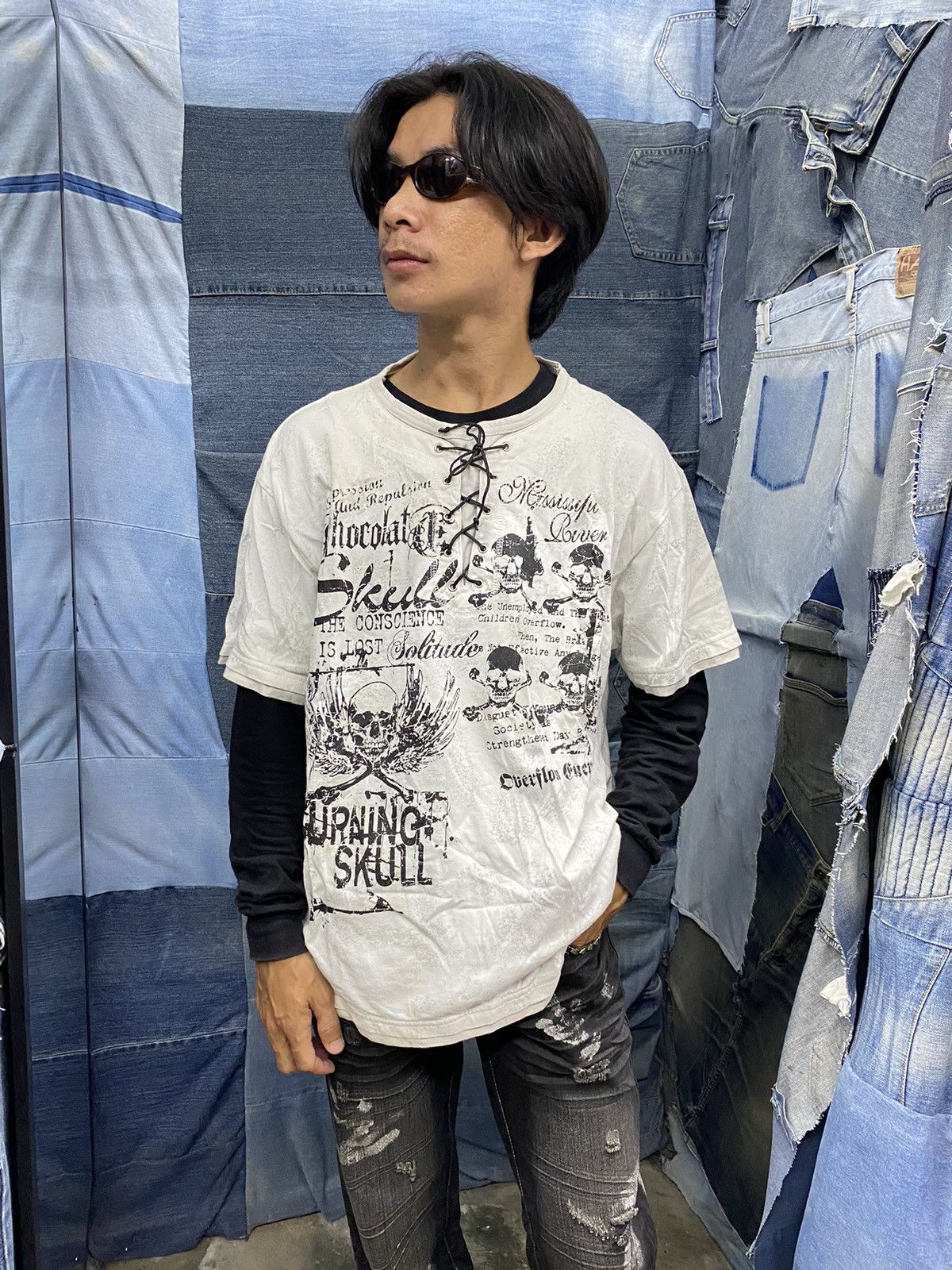 If Six Was Nine × Japanese Brand × Le Grande Bleu (L.G.B.) burning skull beaumere tshirt double layer ifsx lgb Size US L / EU 52-54 / 3 - 8 Thumbnail