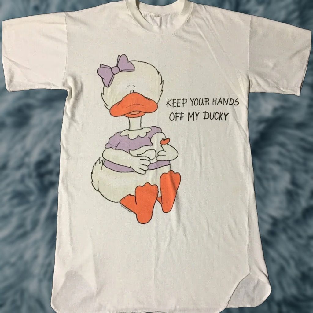 Etro VINTAGE Hands Off My Duck T-Shirt Unisex Adults One Size White 80s 90s Cartoon Joke Funny USA Mickey Mouse Looney Tunes Kaycee Designs Size US M / EU 48-50 / 2 - 1 Thumbnail