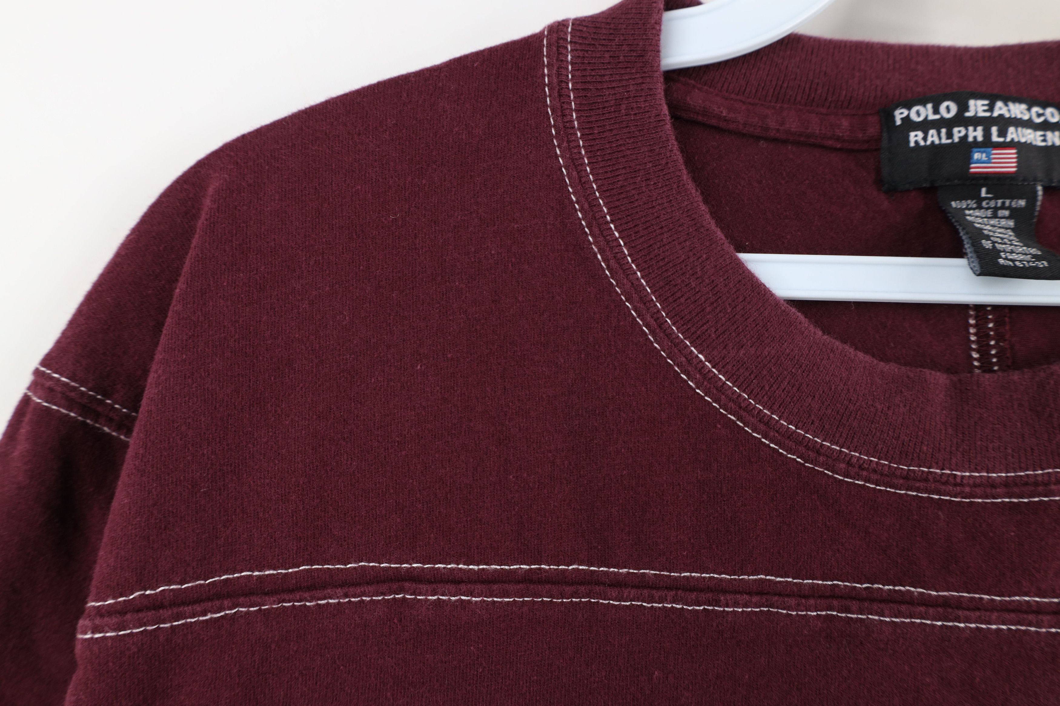 Ralph Lauren × Vintage Vintage 90s Y2K Ralph Lauren spell Surfing T-Shirt Burgundy Size US L / EU 52-54 / 3 - 7 Thumbnail