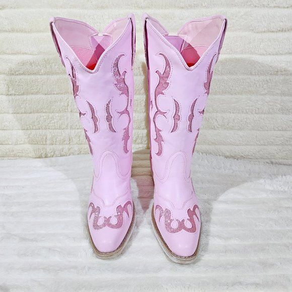 Other Dazzle Darlings Baby Pink Glitter Inset Cowboy Cowgirl Pull Size US 8 / IT 38 - 5 Thumbnail