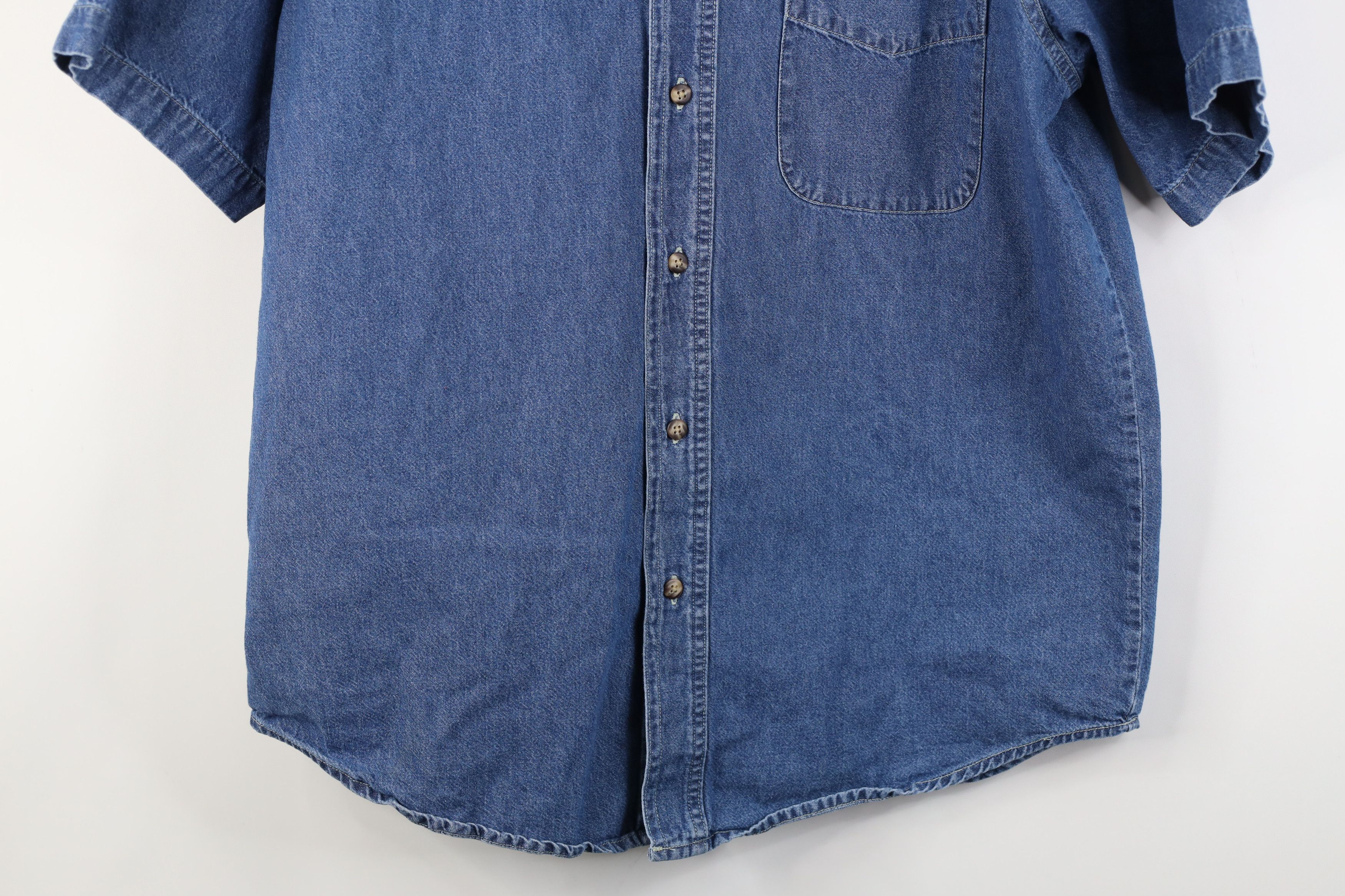Vintage Vintage 90s Streetwear Short Sleeve Jean Button Down Shirt Size US M / EU 48-50 / 2 - 3 Thumbnail