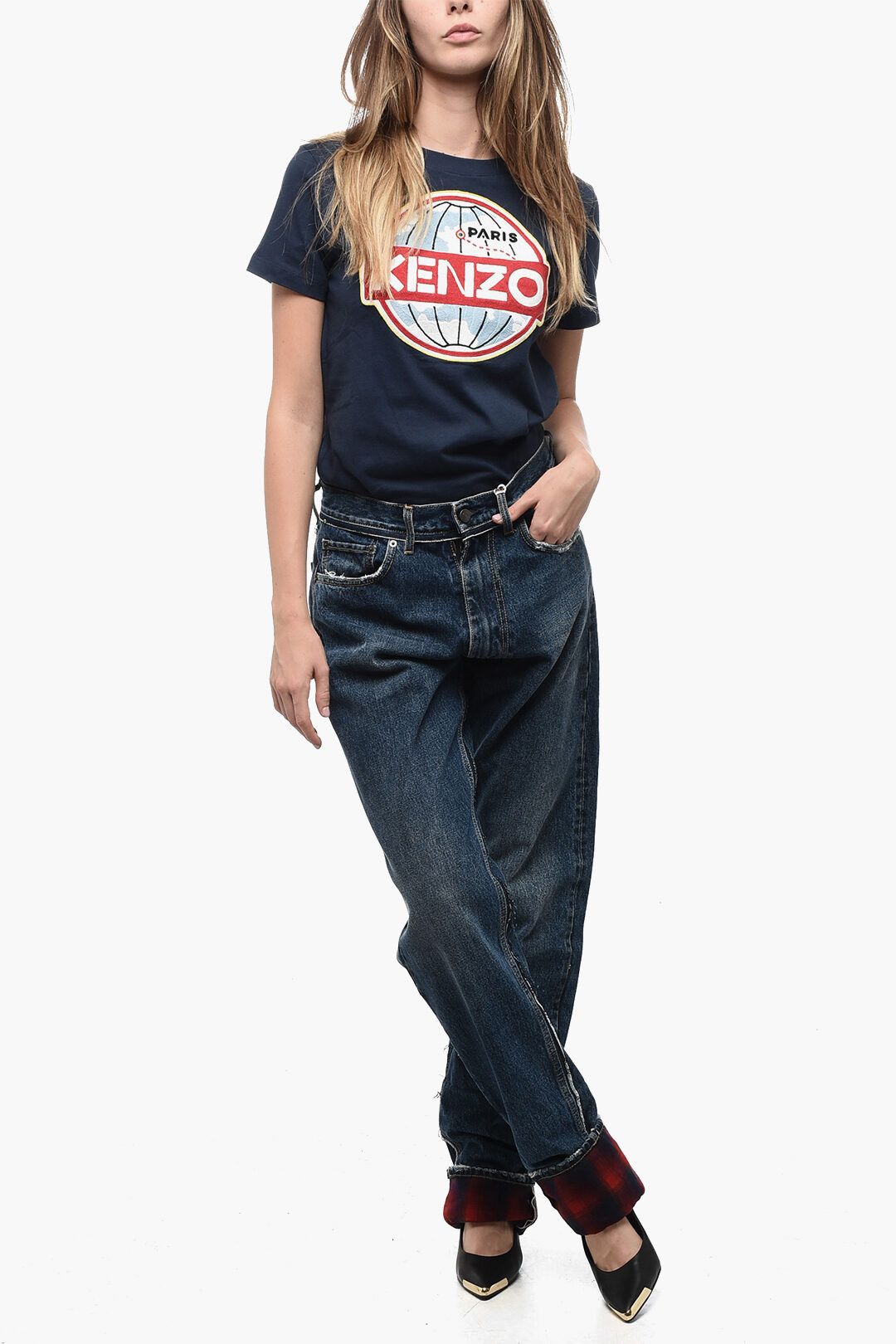 Maison Margiela og1mm0825 Pendleton High-waisted Jeans in Blue Size 29" - 6 Thumbnail