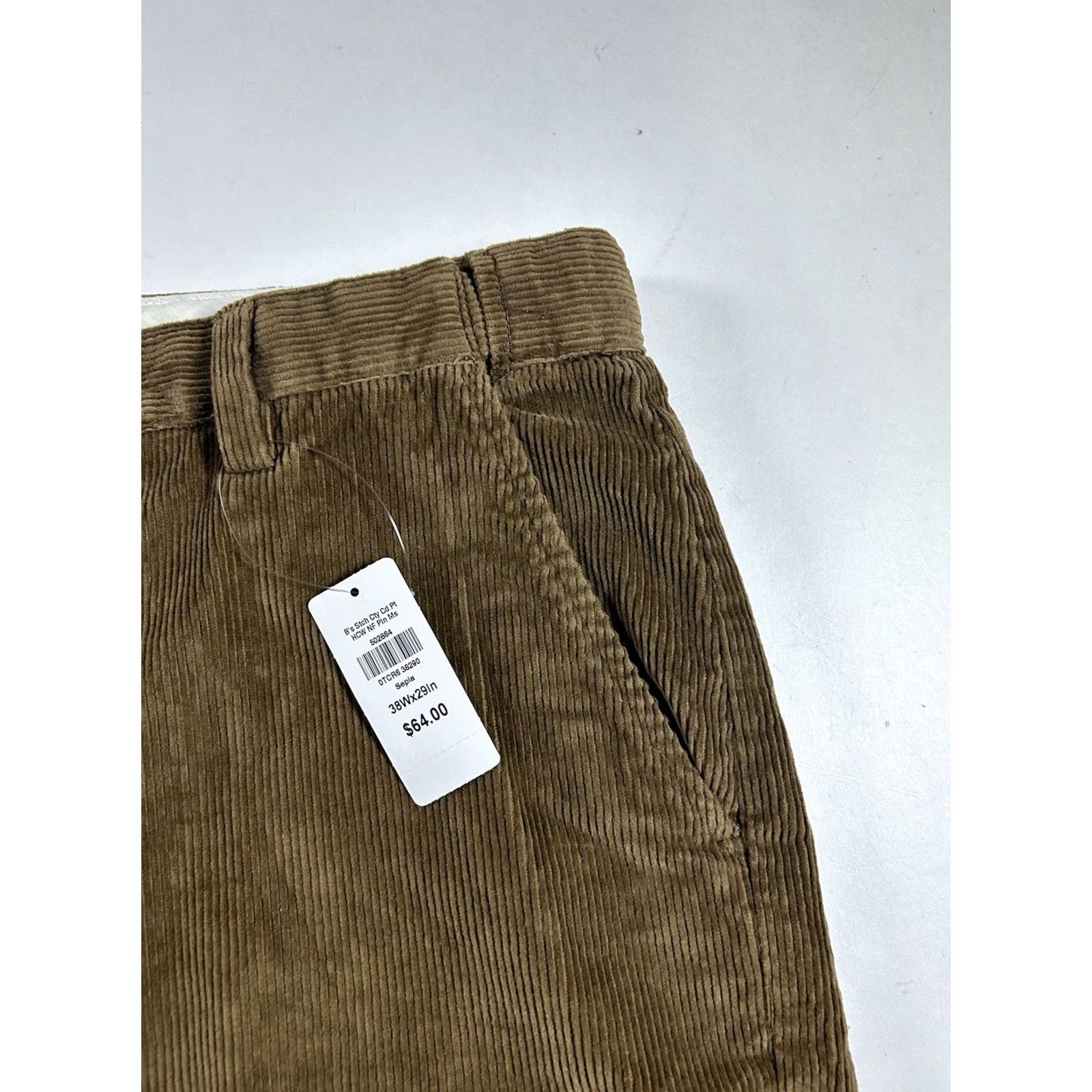 Vintage L.L. Bean Men's Corduroy Pants 38x29 Brown Khaki Comfort Waist Casual Straight Leg Regular Fit Flat Front NWT Size US 38 / EU 54 - 7 Thumbnail