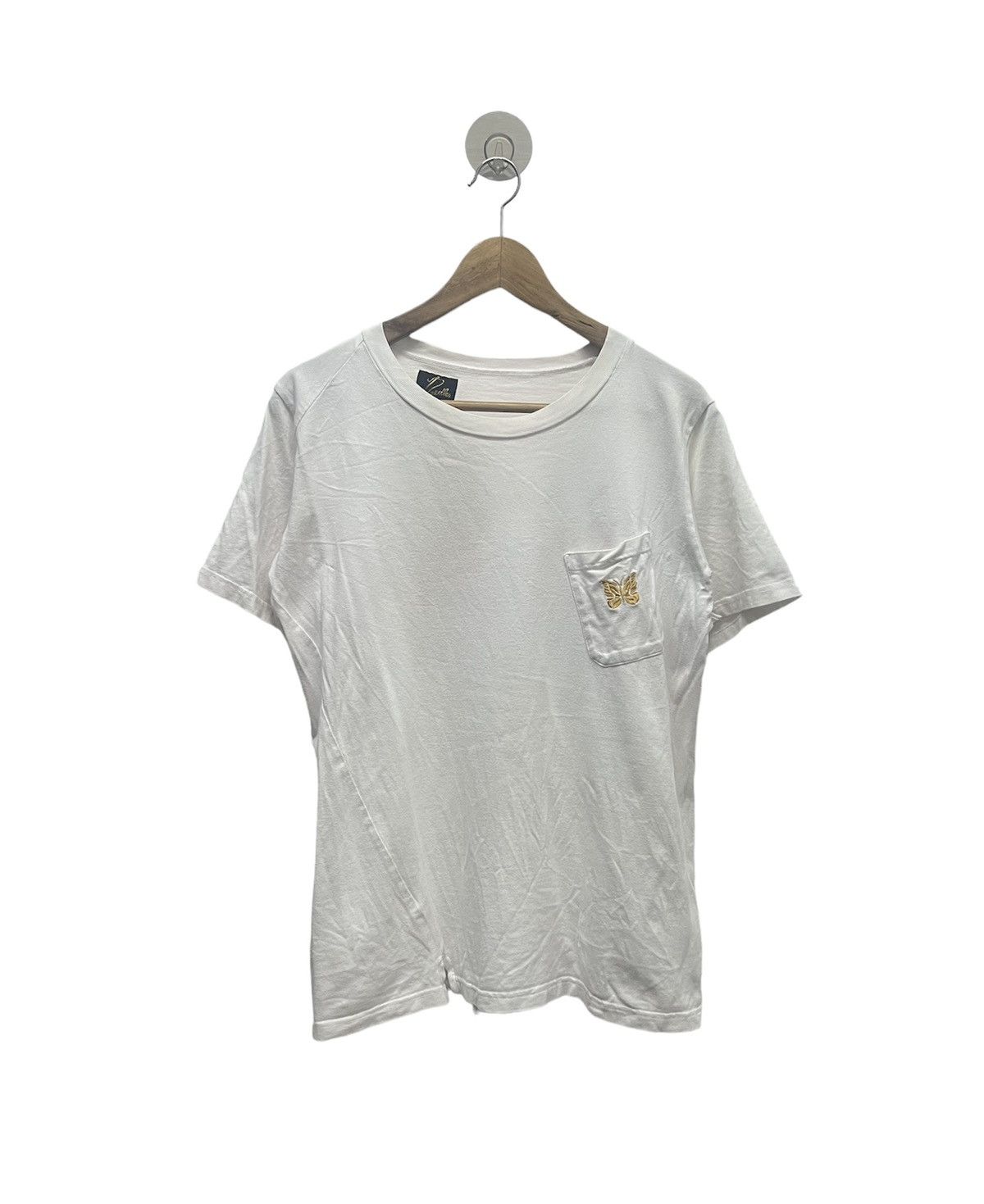 Image of Vintage Needles Pocket Tee in White, Men's (Size Small)