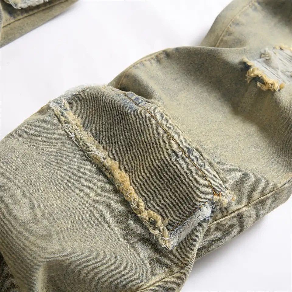 Japanese Brand × Vintage Streetwear Retro Style Men Ripped Spliced Slim Jeans Size US 36 / EU 52 - 4 Thumbnail