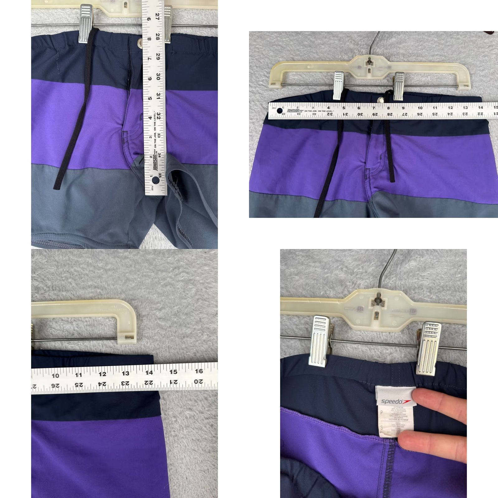Speedo Speedo Shorts Womens Small Purple Blue Stripe Drawstring Zip Fly Run Gym 30x4 Size 28" / US 6 / IT 42 - 8 Thumbnail