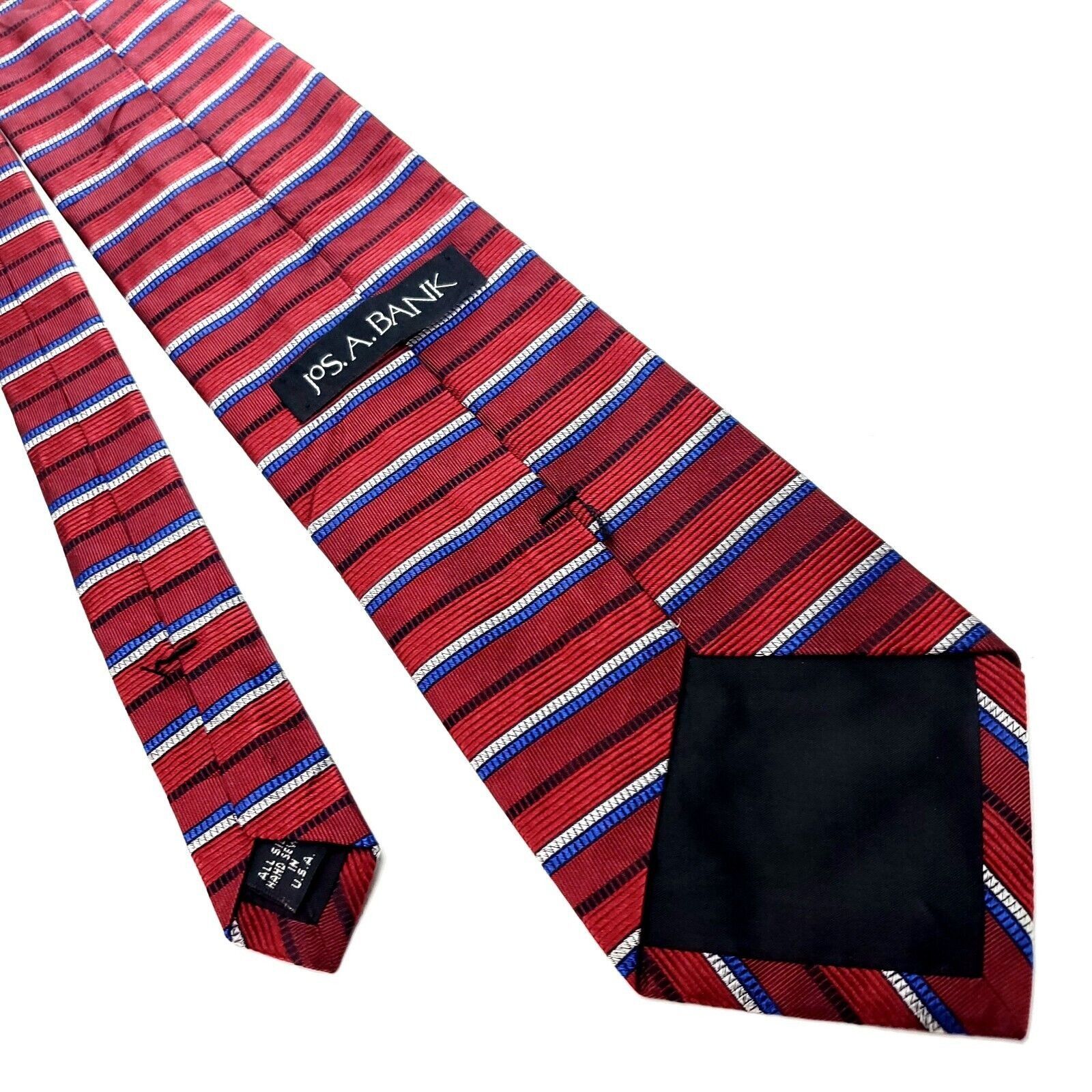 Jos. A. Bank Jos A Bank Red Silk Tie Woven Wide Horizontal Striped Size ONE SIZE - 3 Thumbnail