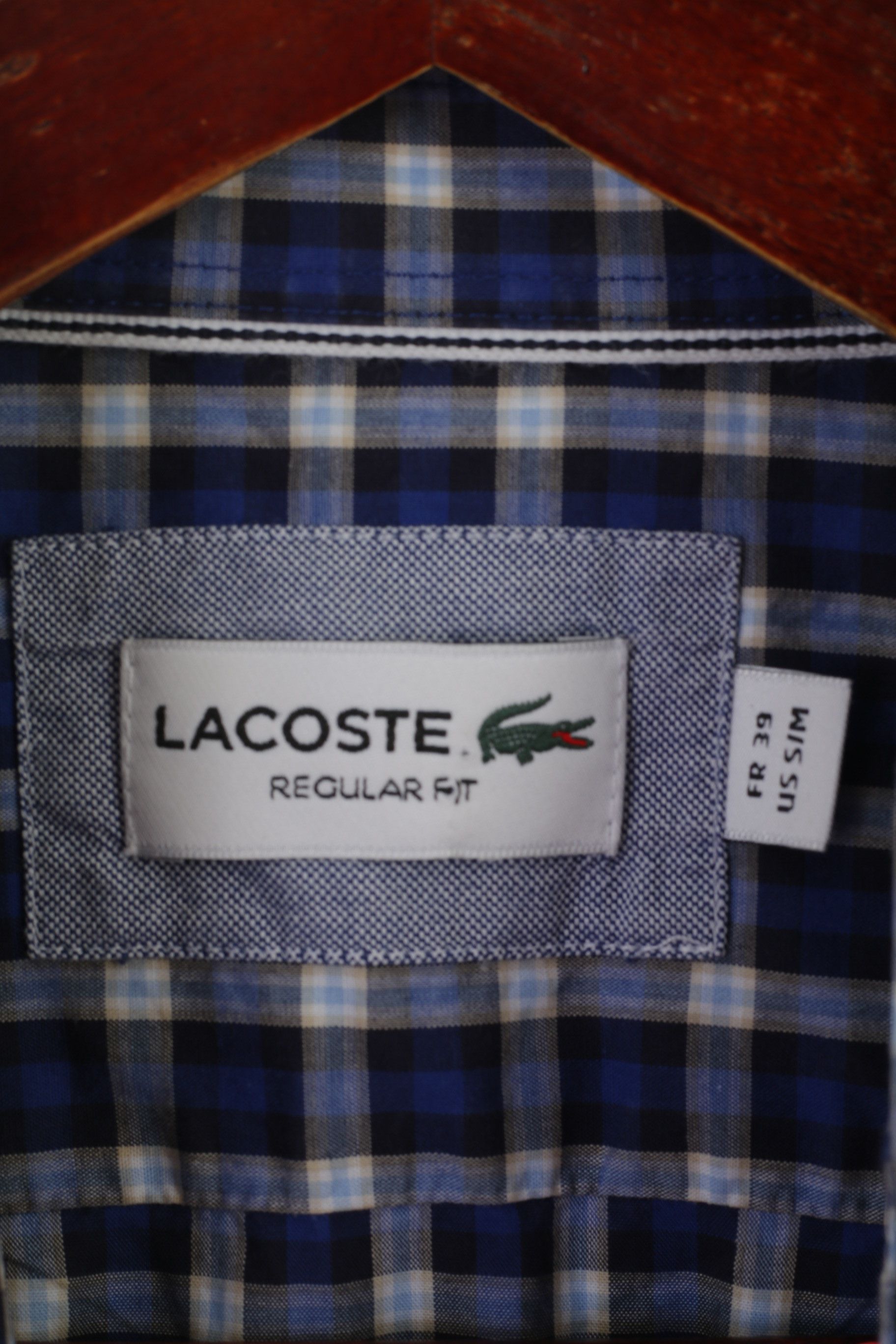 Lacoste Lacoste Men 39 S/M Casual Shirt Blue Check Cotton 9644 Size US S / EU 44-46 / 1 - 3 Thumbnail