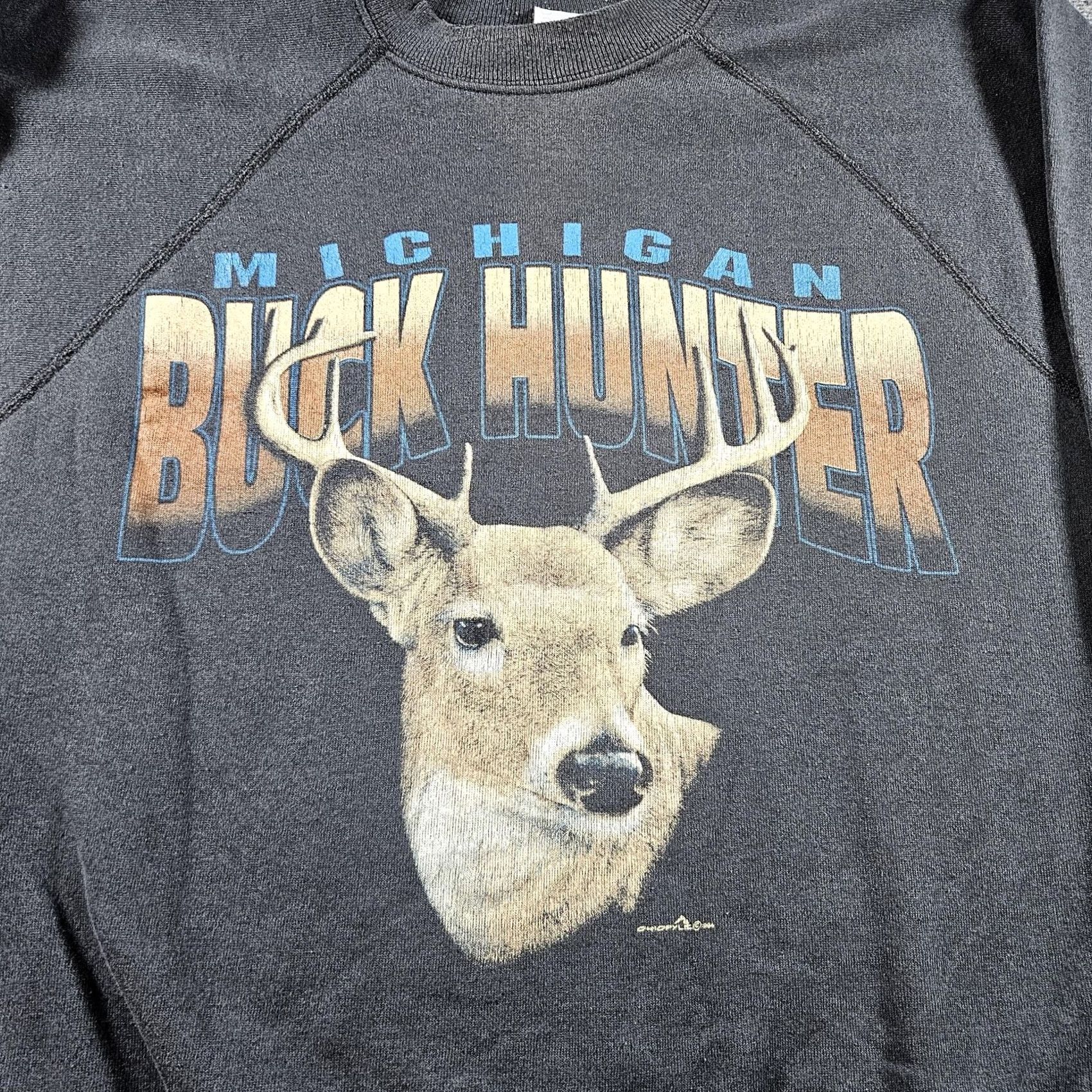 Hanes VINTAGE Hanes Sweatshirt Mens Large Gray Michigan Buck Hunter Deer Graphic 90s Sweatshirt Graphic Print Mens L Gray Buck Hunter Deer 90s Size US L / EU 52-54 / 3 - 2 Thumbnail