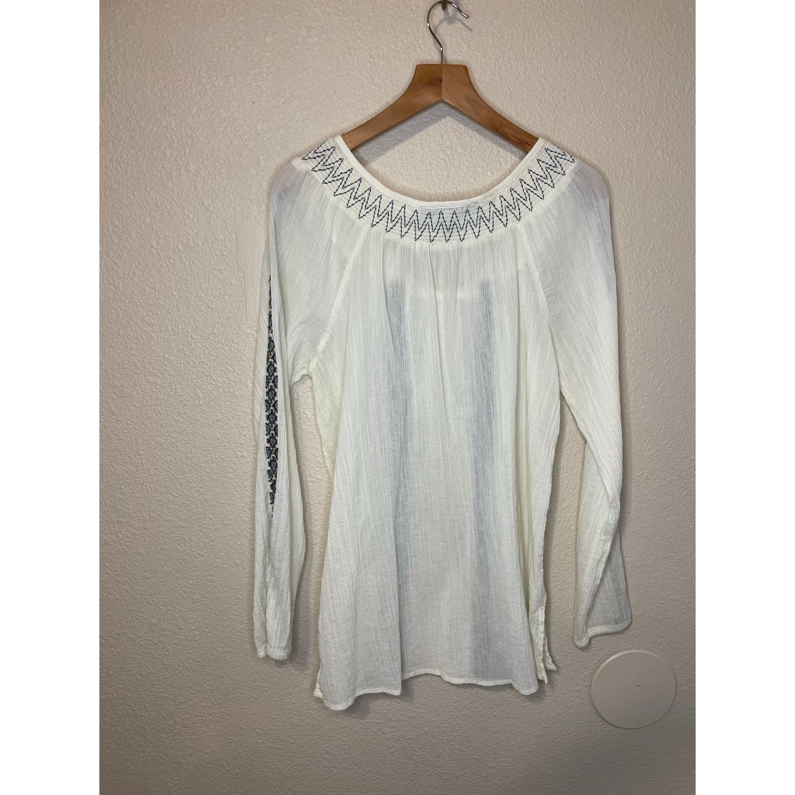 Other Vintage America Jeans Cotton Boho Gauzy Peasant Blouse Lg Size L / US 10 / IT 46 - 2 Thumbnail