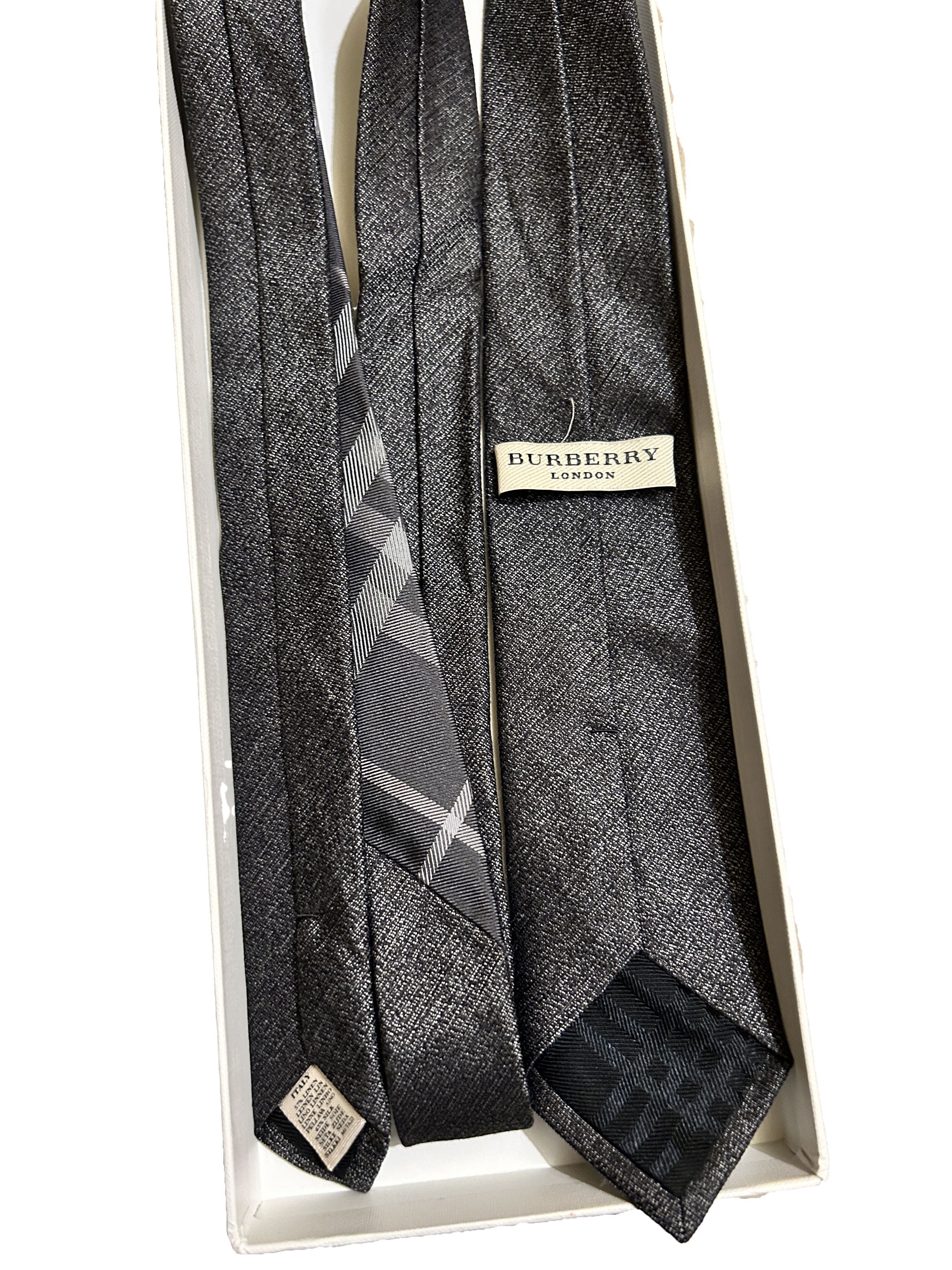 Burberry Burberry London Black Silk Tie skinny Size ONE SIZE - 4 Thumbnail